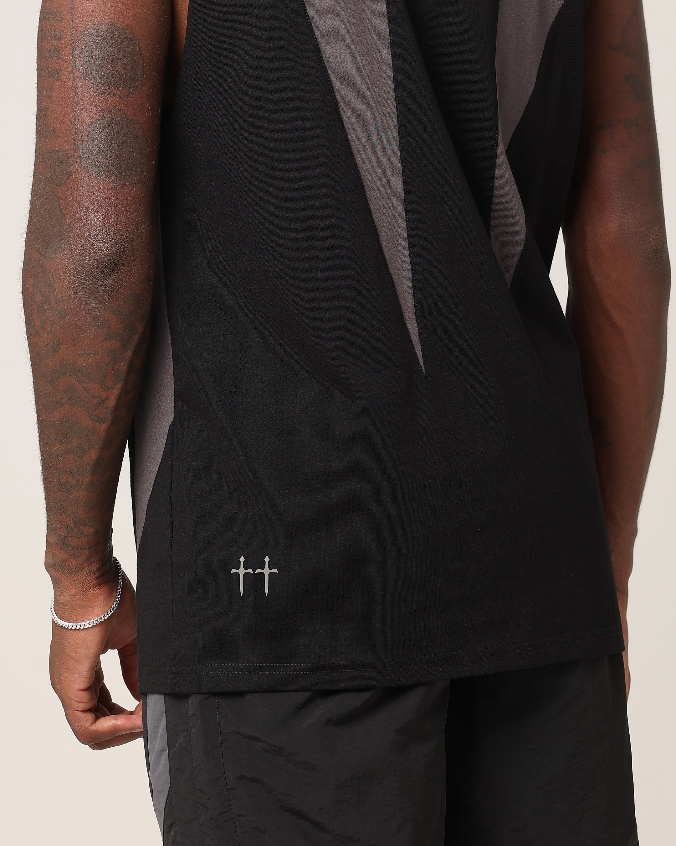 Saint Morta Rage Oversized Muscle T-Shirt Black/Grey - Image 7