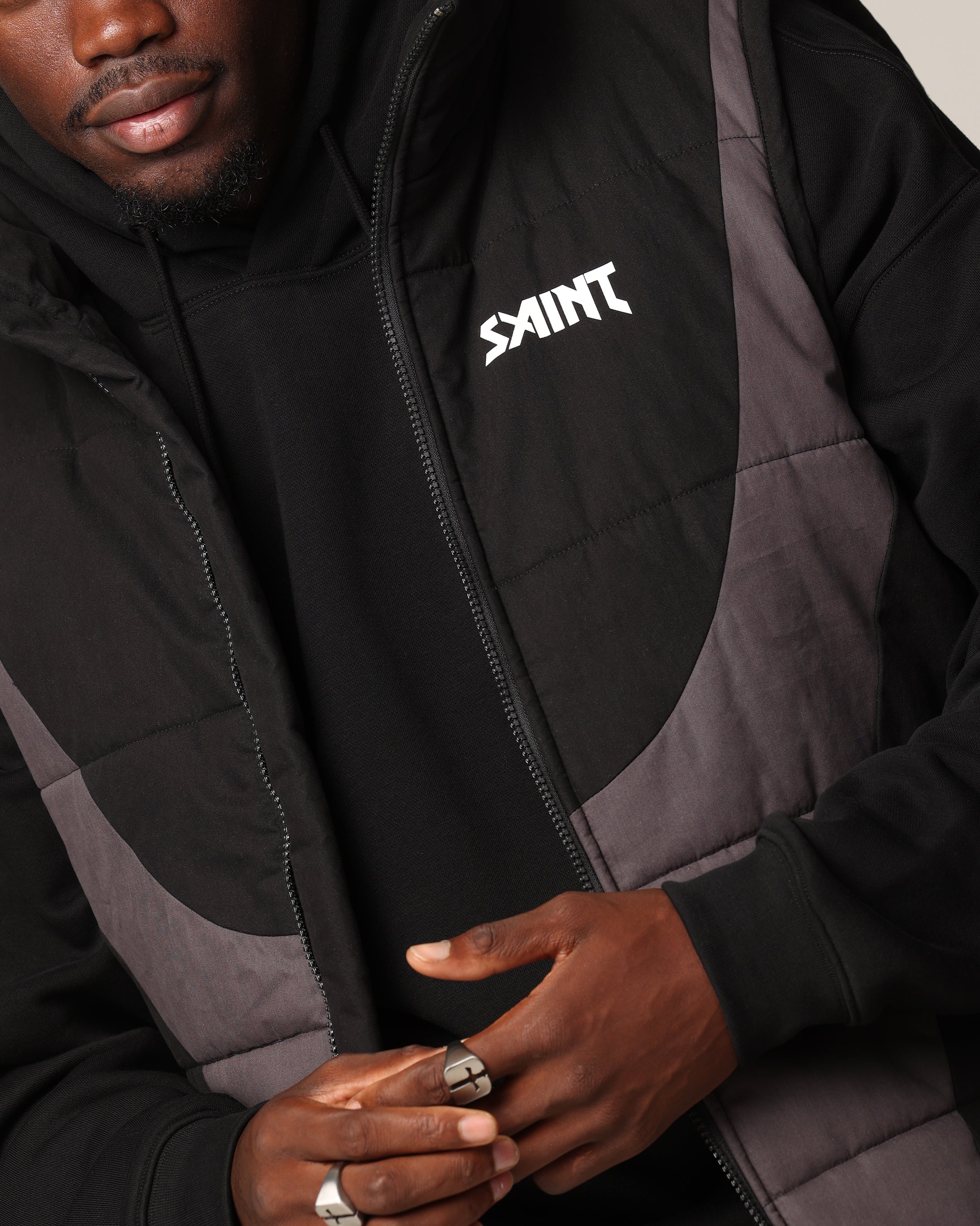 Saint Morta Rage Puffer Vest Black/Grey - Image 6
