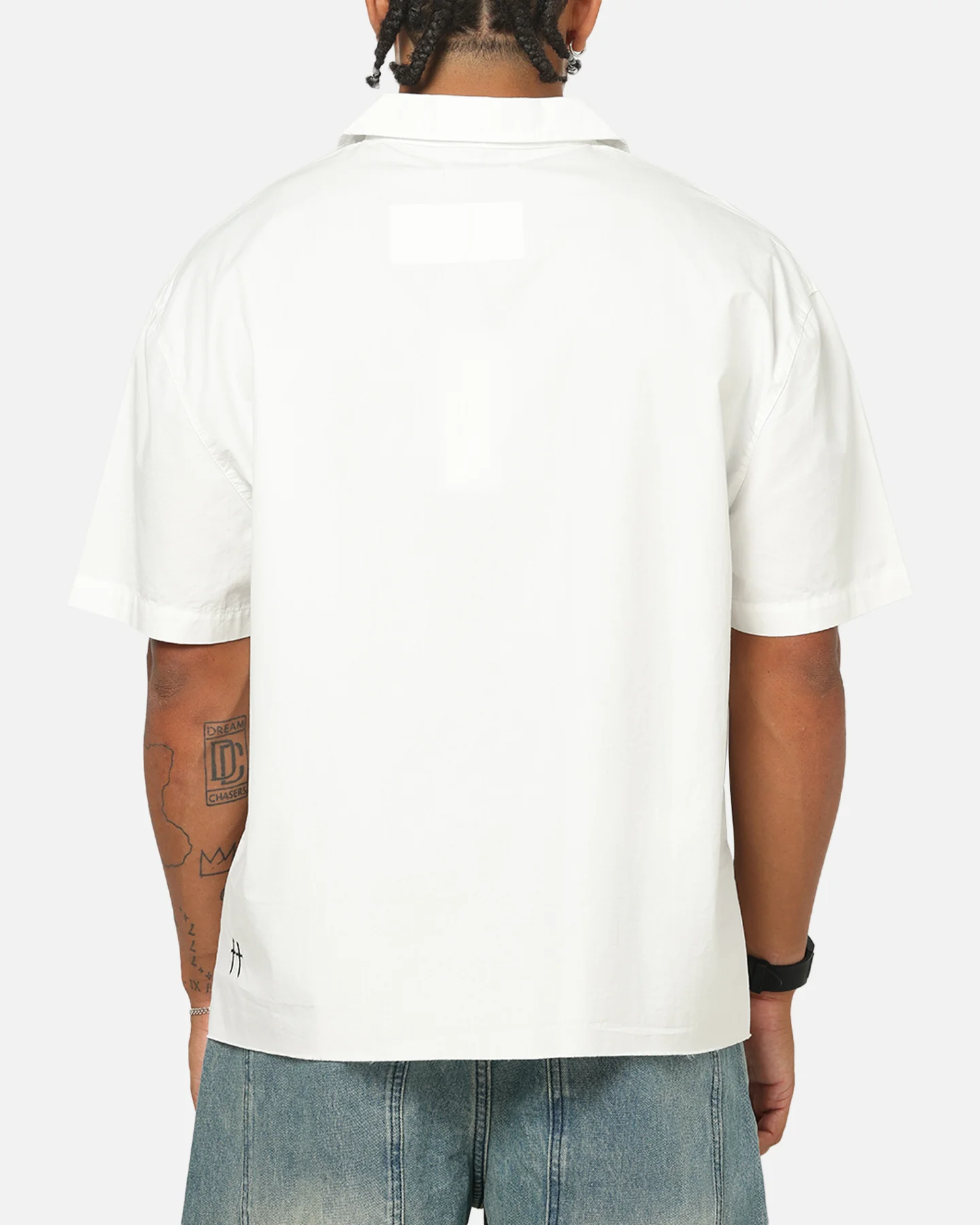 Saint Morta Raw Cut Twill Button Up Shirt Off White - Image 3