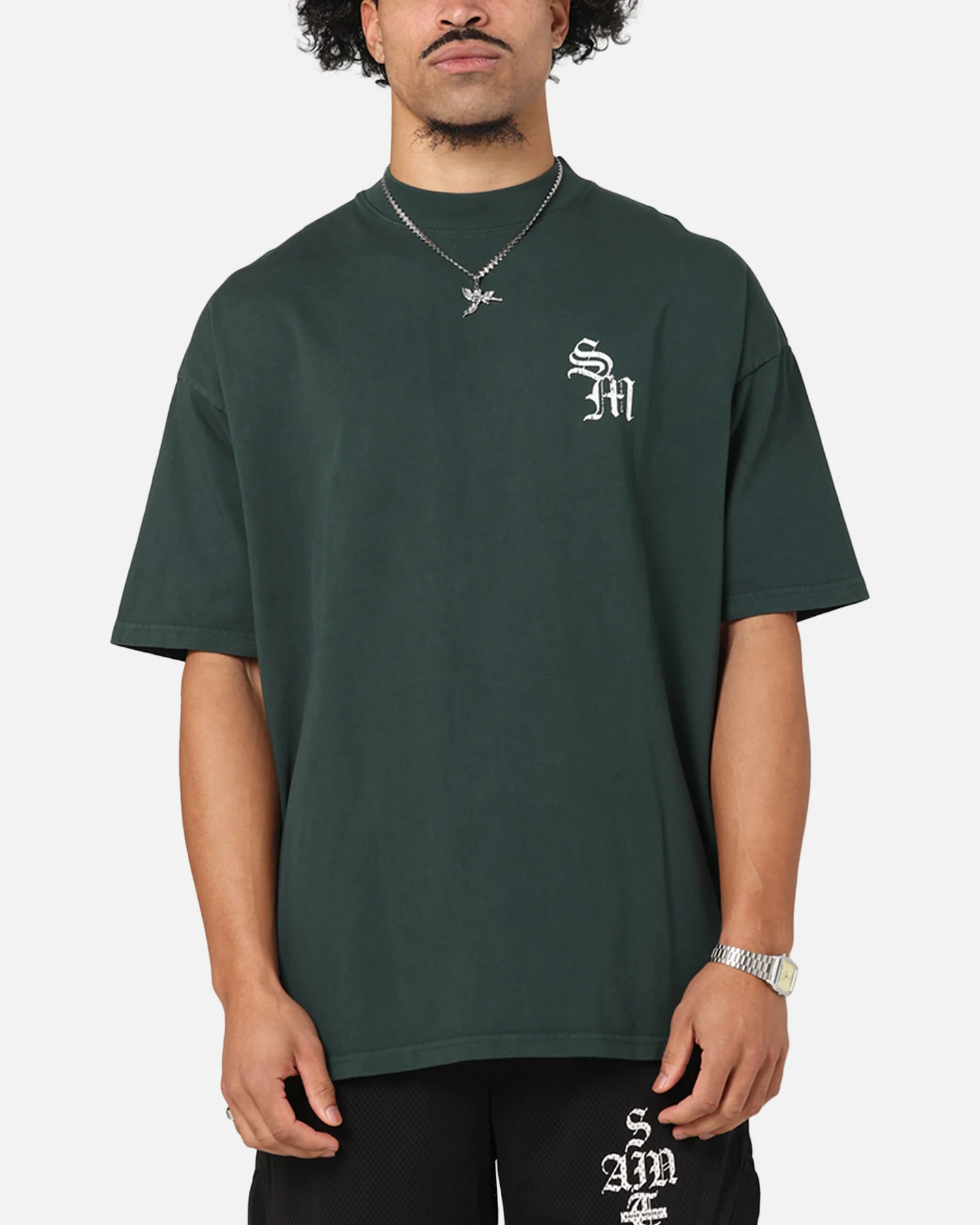 Saint Morta Redemption Mock Neck T-Shirt Green - Image 2