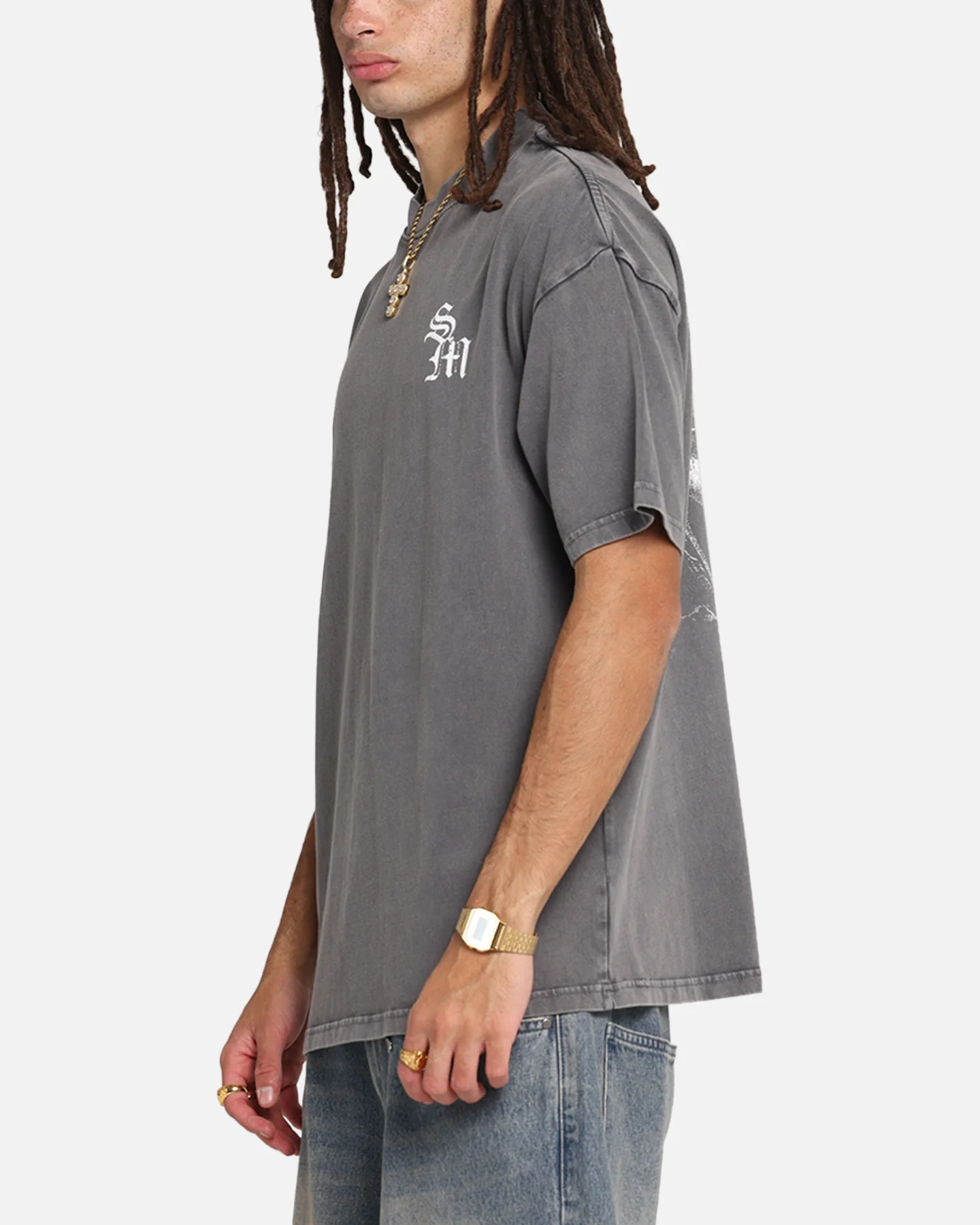 Saint Morta Redemption Mock Neck T-Shirt Washed Charcoal - Image 6