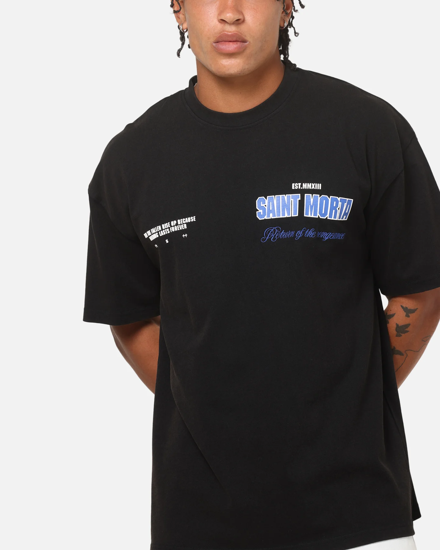 Saint Morta Rise Up Boxy T-Shirt Black Acidwash - Image 9