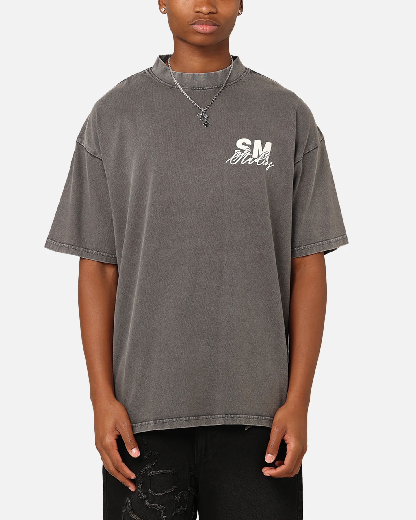 Saint Morta Saint Studios T-Shirt Washed Charcoal - Image 2