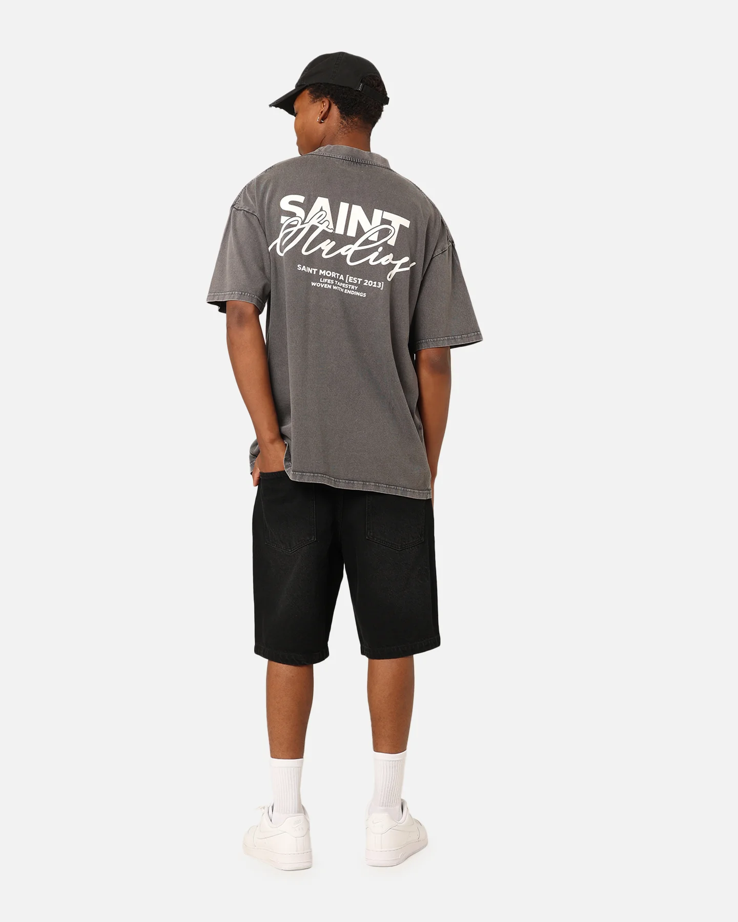 Saint Morta Saint Studios T-Shirt Washed Charcoal - Image 8