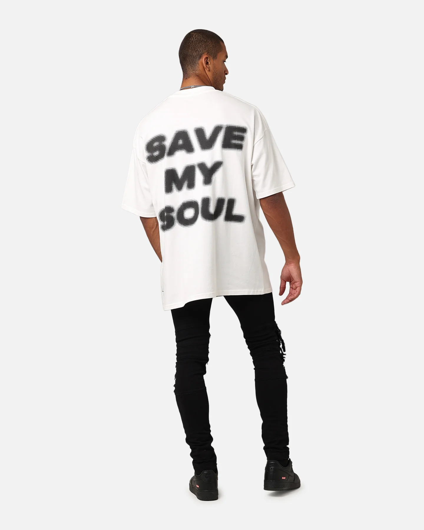 Saint Morta Save My Soul T-Shirt Off-White - Image 4
