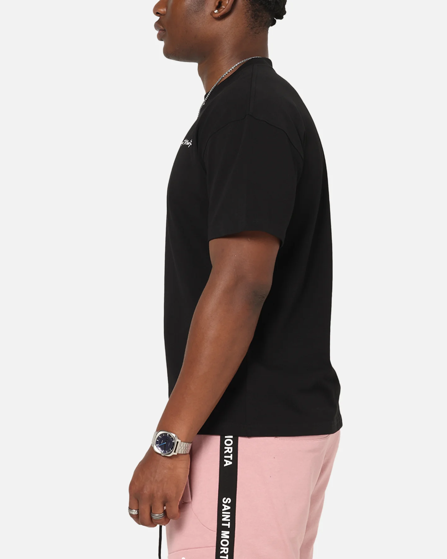 Saint Morta Scription Boxy T-Shirt Black - Image 5