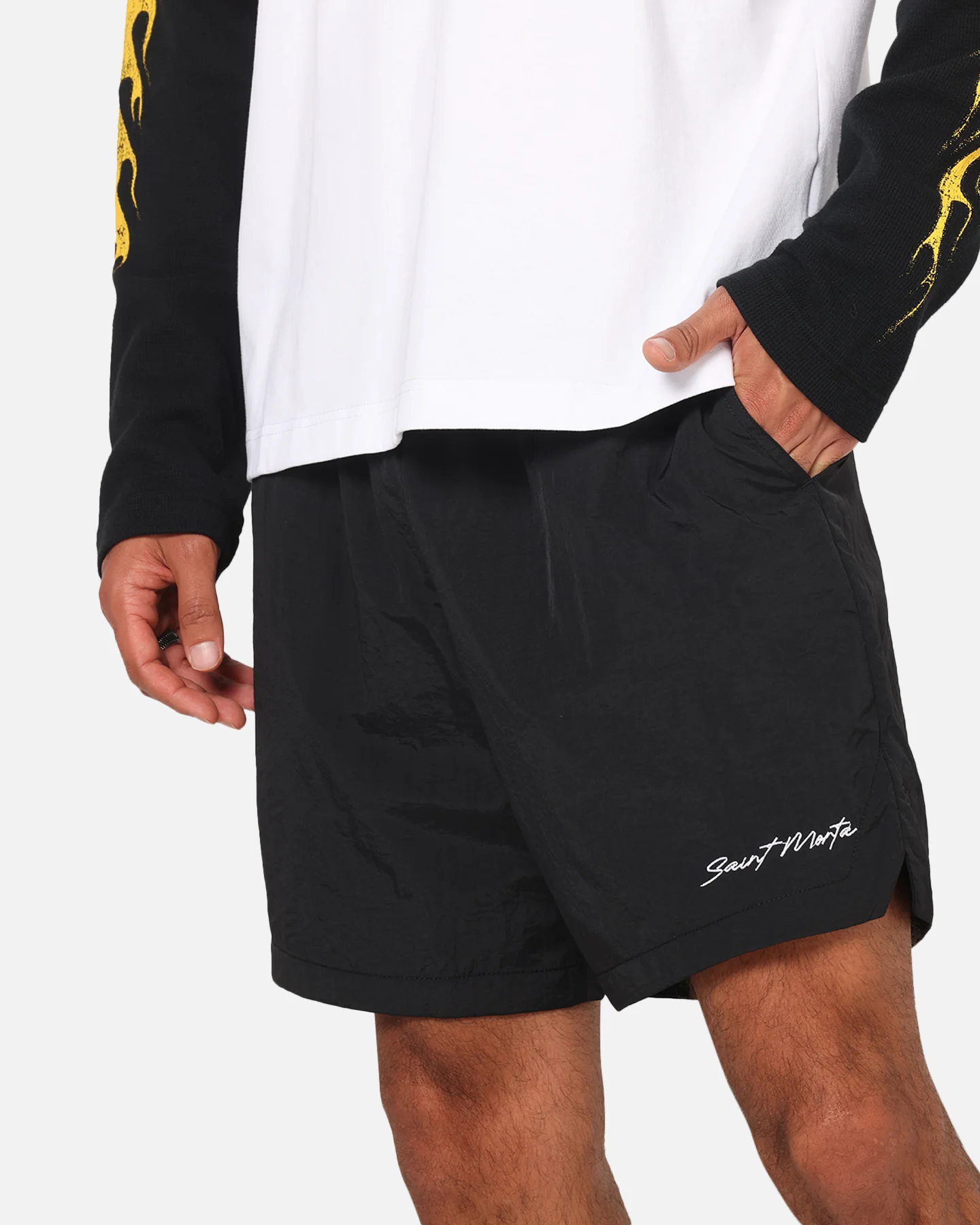 Saint Morta Scription Nylon Shorts Black - Image 3