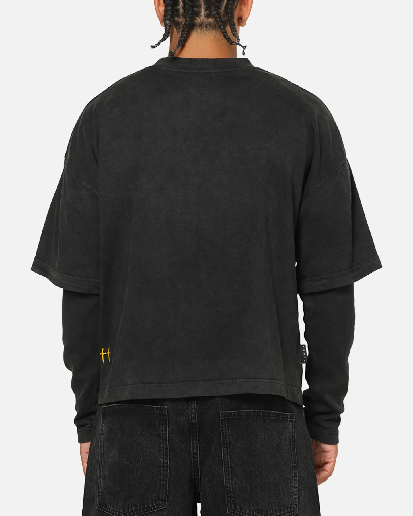 Saint Morta Scripture Long Sleeve Layered T-Shirt Vintage Black - Image 3
