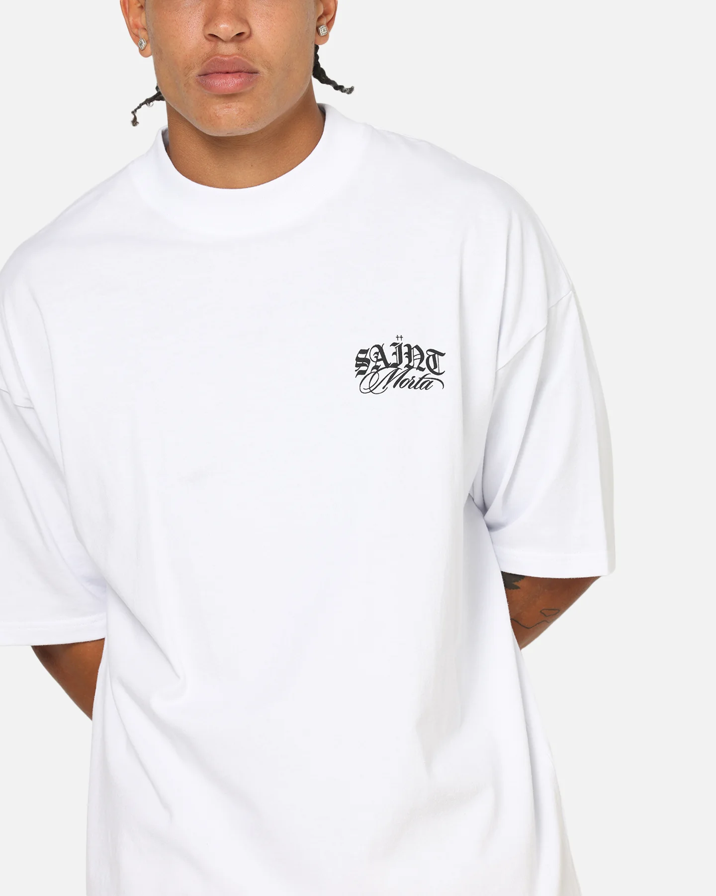 Saint Morta Serenity Mock Neck T-Shirt White - Image 6