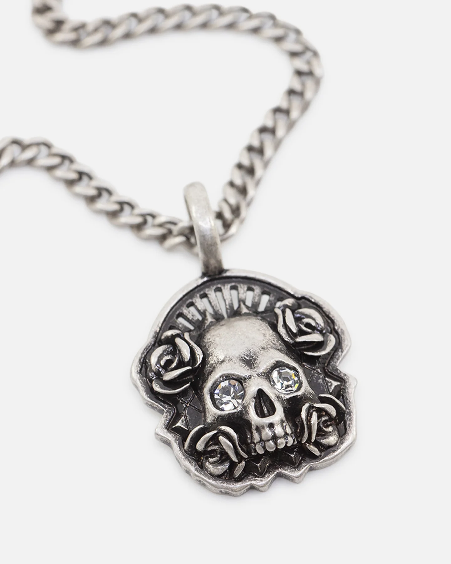 Saint Morta Skull And Roses Necklace Stainless Steel - Image 3