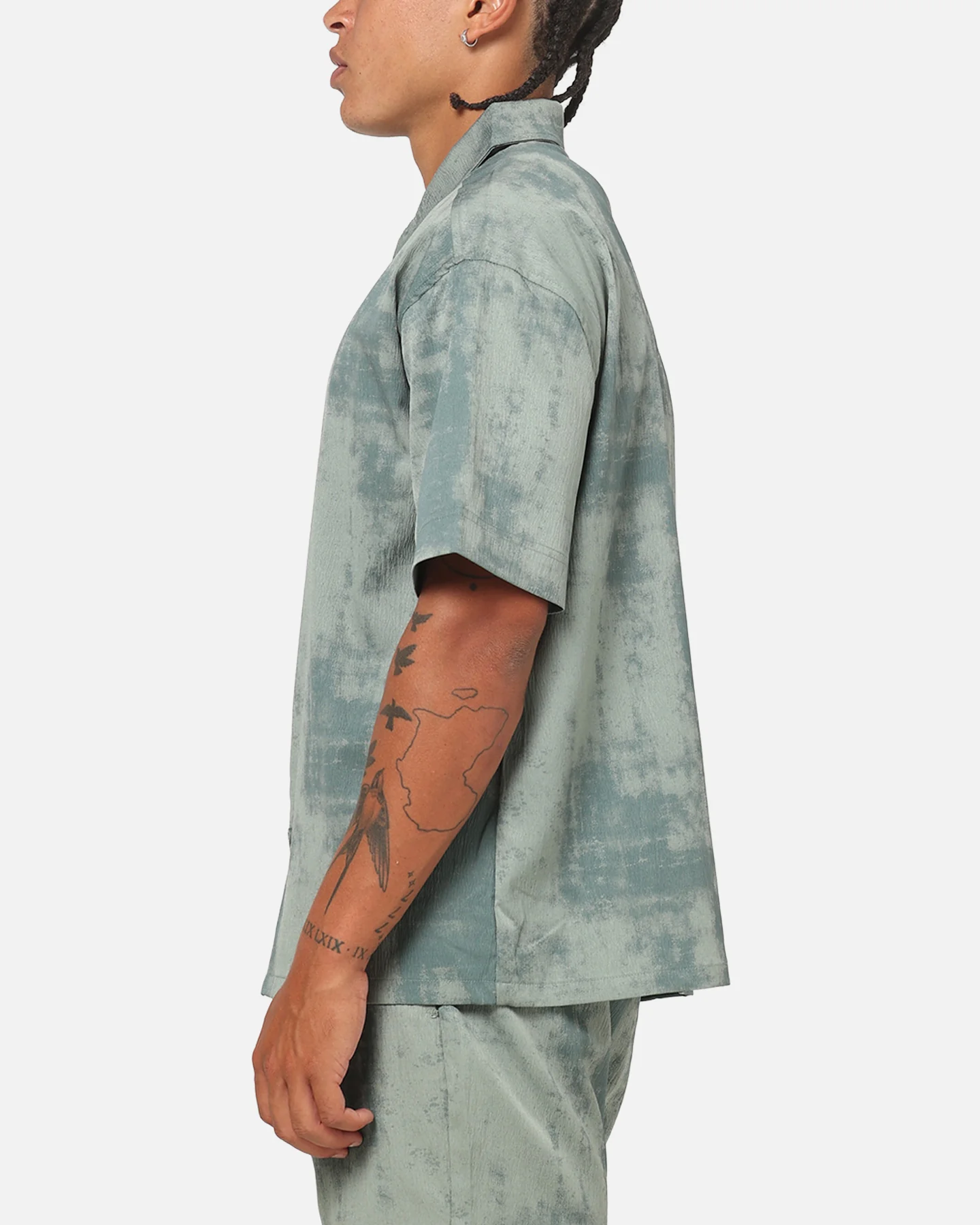 Saint Morta Solis Textured Button Up Shirt Petrol Green - Image 5