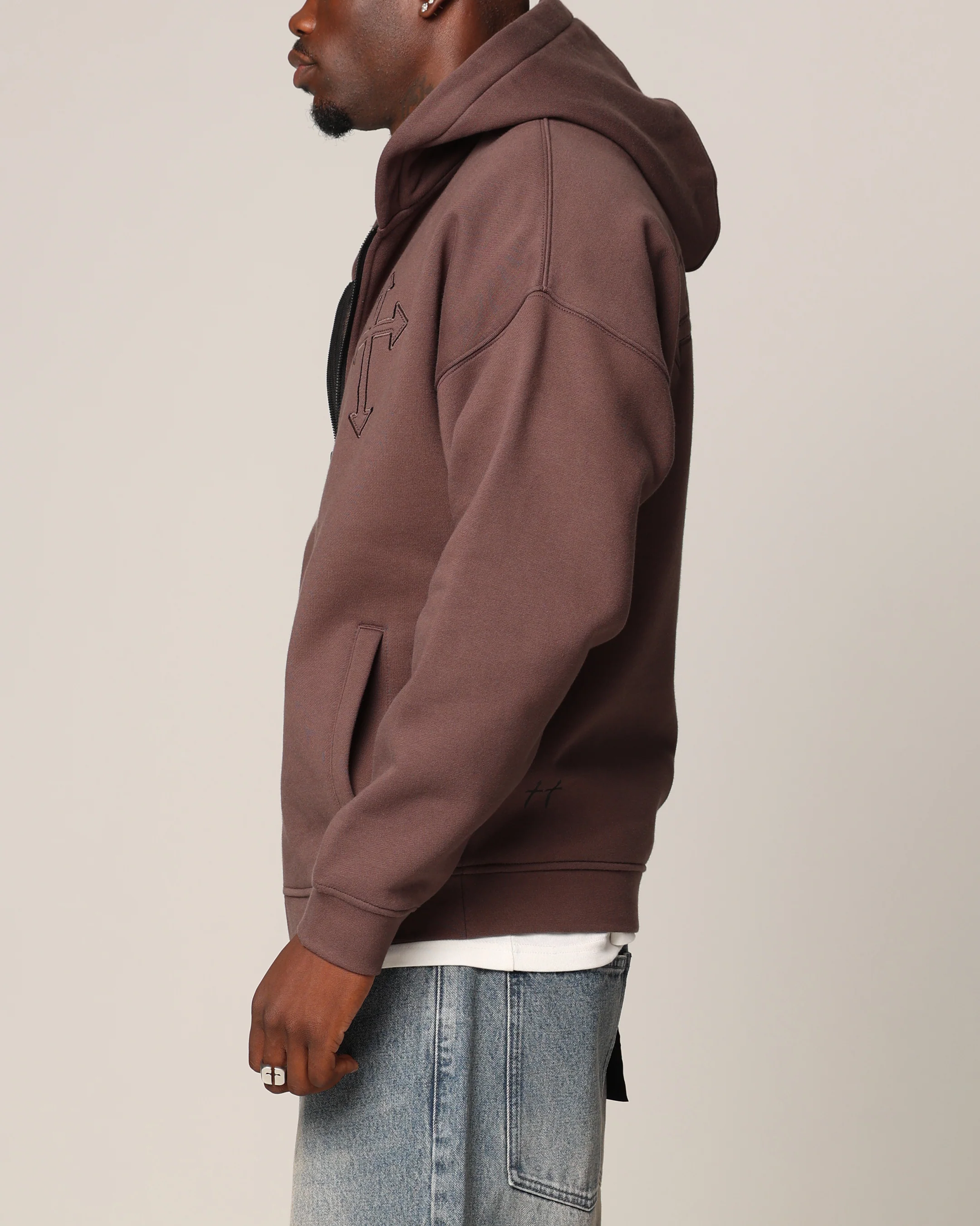 Saint Morta Sorrows Zip Hoodie Chocolate - Image 6