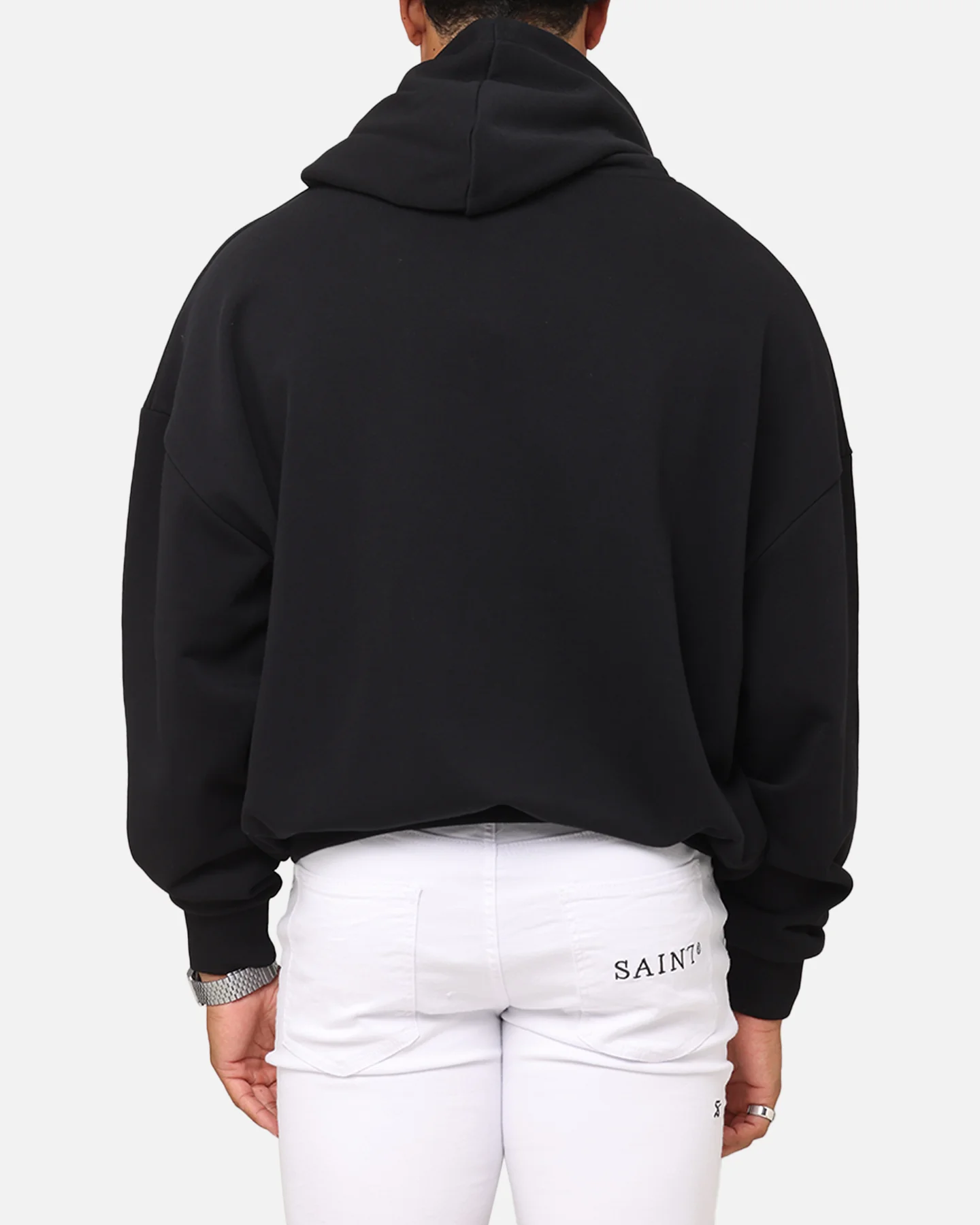 Saint Morta Spray Logo Boxy Hoodie Black - Image 3