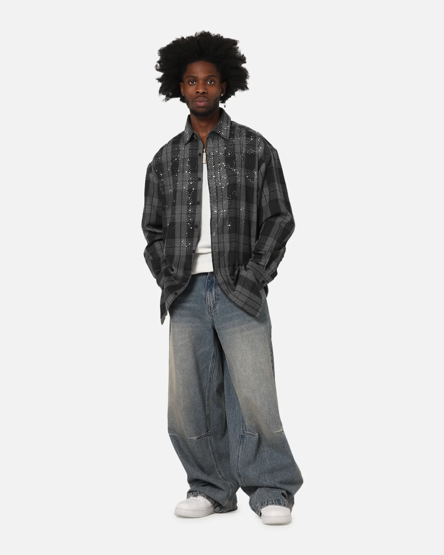 Saint Morta Spray Long Sleeve Flannel Shirt Grey - Image 3