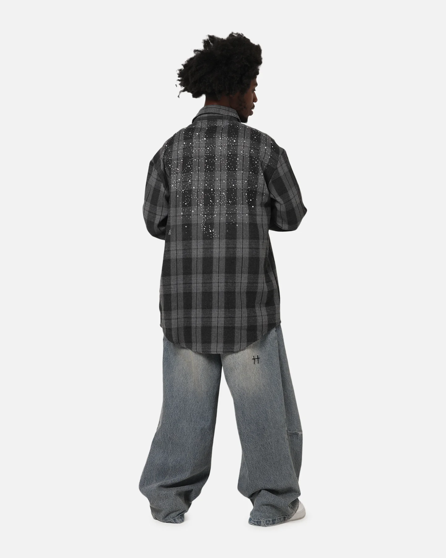 Saint Morta Spray Long Sleeve Flannel Shirt Grey - Image 4