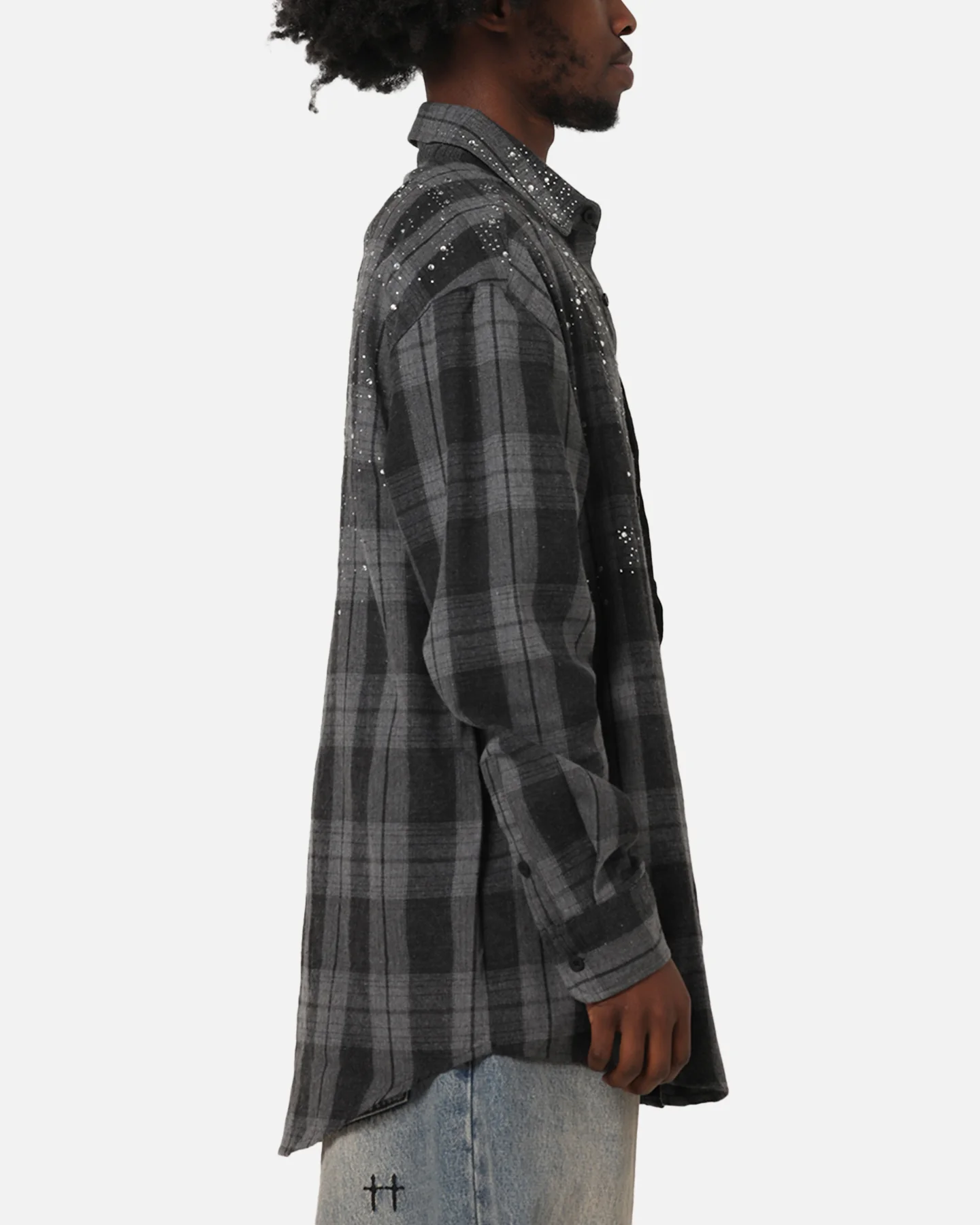 Saint Morta Spray Long Sleeve Flannel Shirt Grey - Image 5