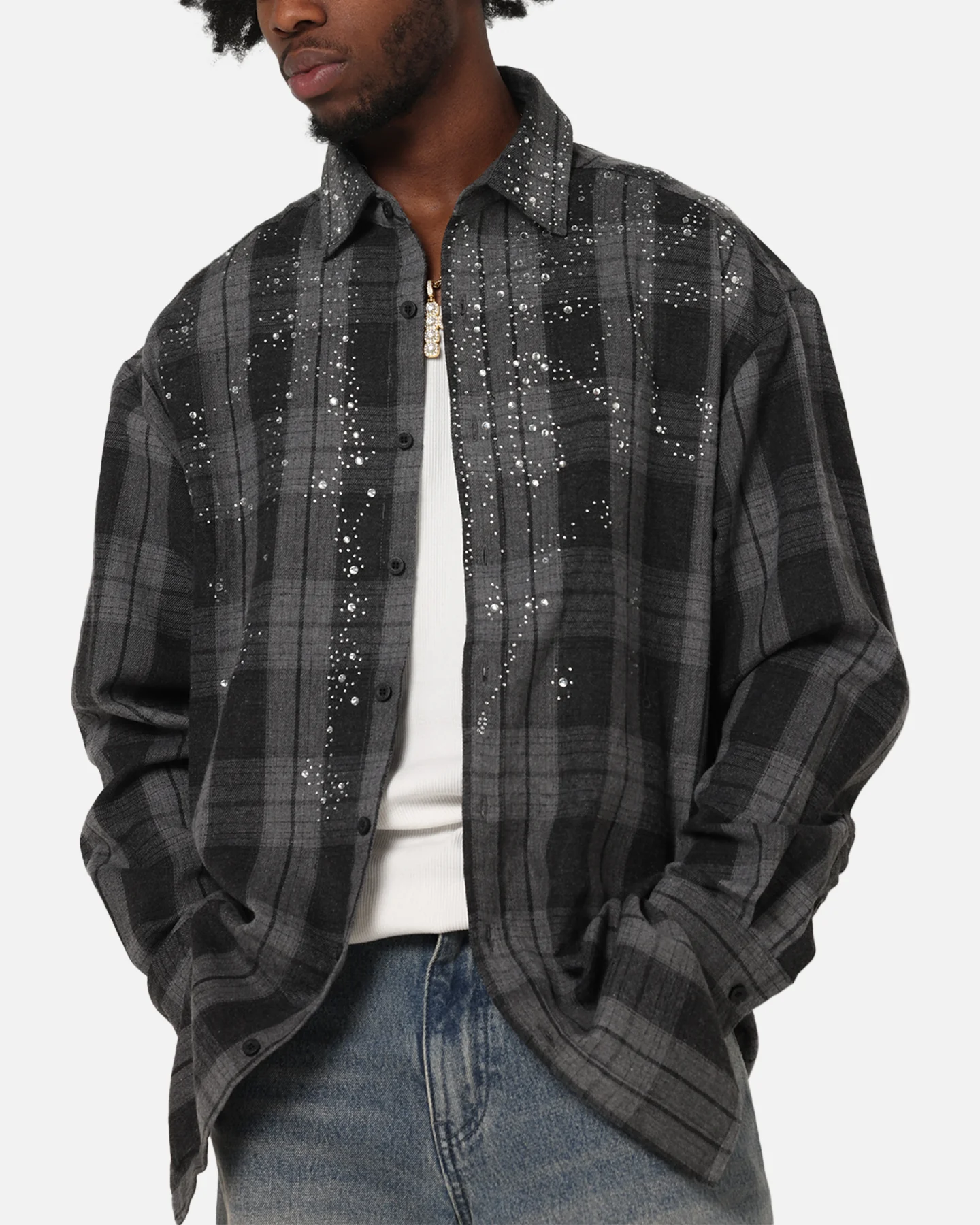 Saint Morta Spray Long Sleeve Flannel Shirt Grey - Image 7