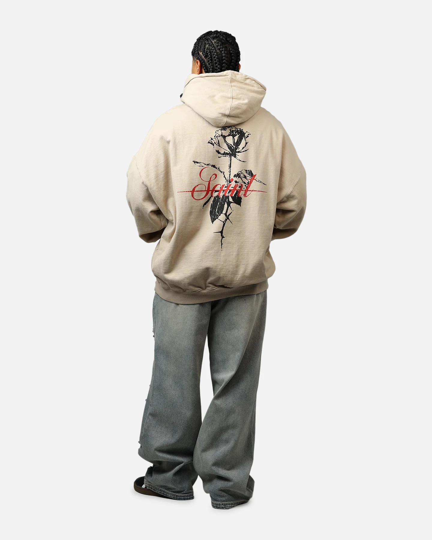 Saint Morta St Valentines Boxy Hoodie Stone - Image 6