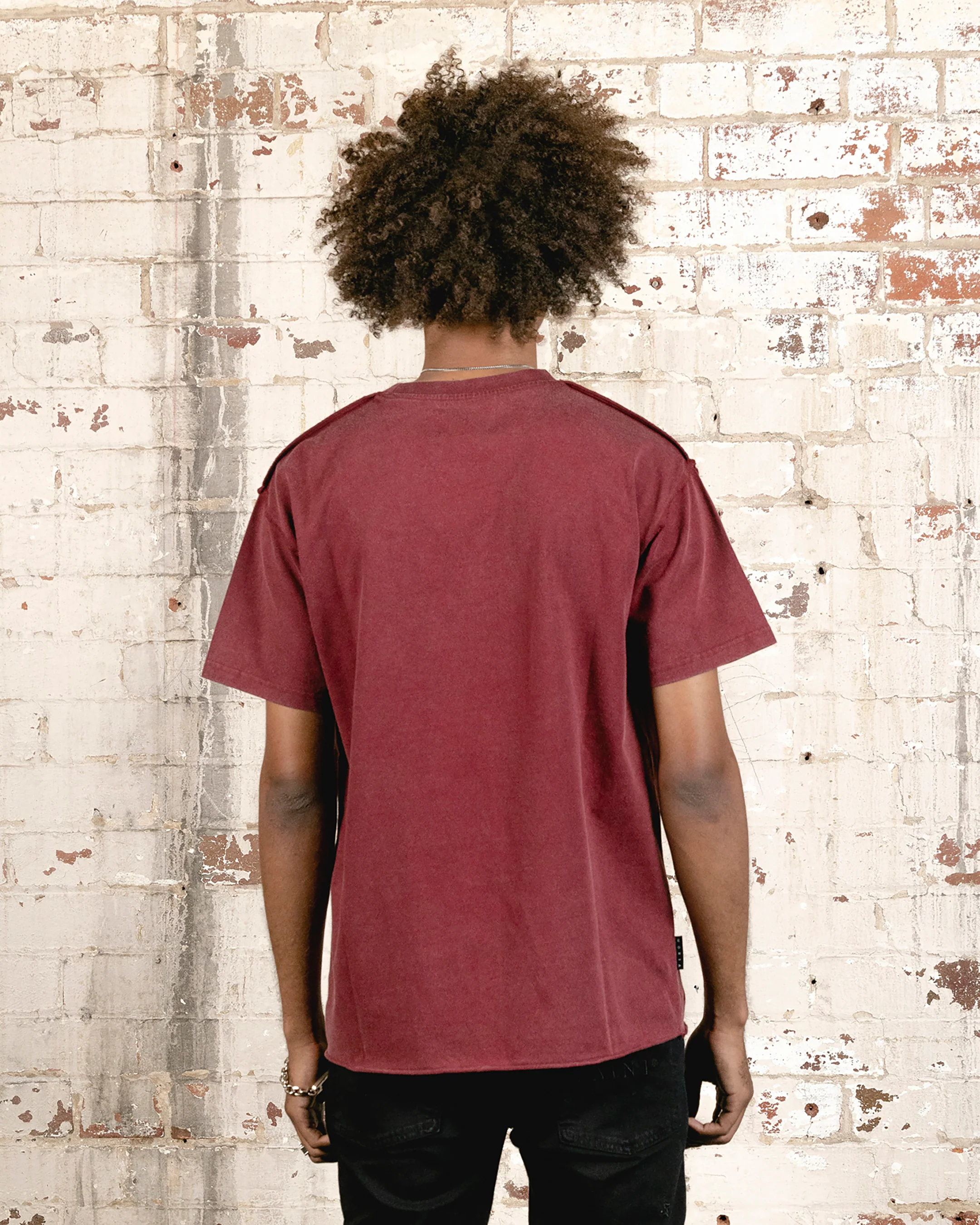 Saint Morta State Of Morta Appliqué T-Shirt Vintage Lava - Image 4