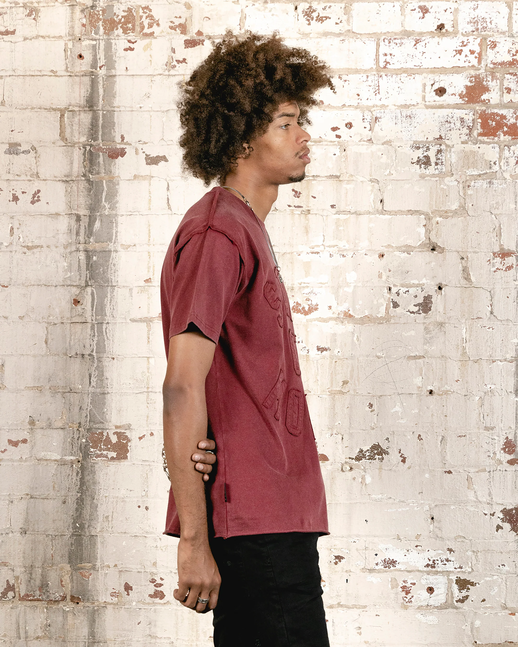 Saint Morta State Of Morta Appliqué T-Shirt Vintage Lava - Image 5
