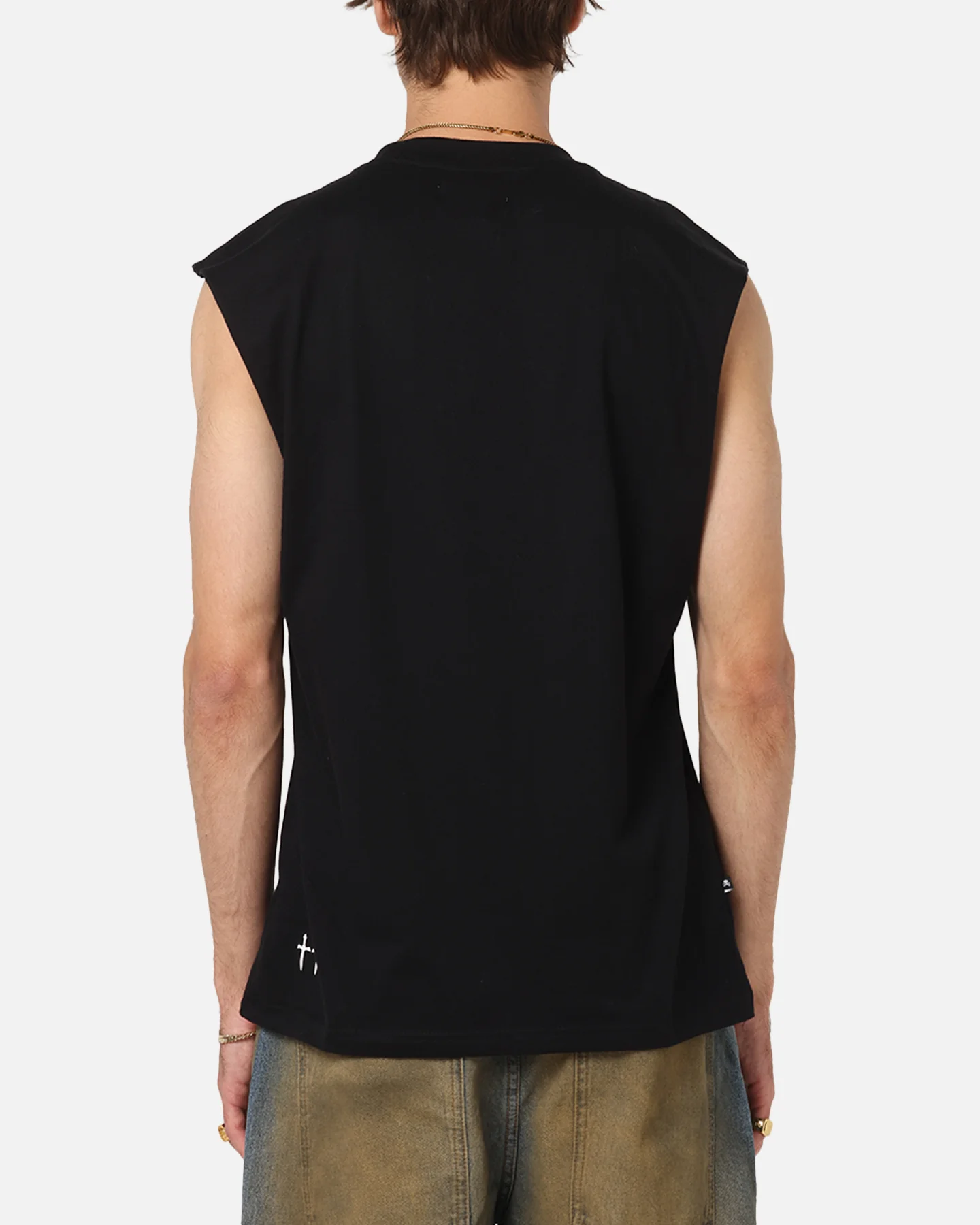 Saint Morta Studios Logo Oversized Muscle T-Shirt Black - Image 3