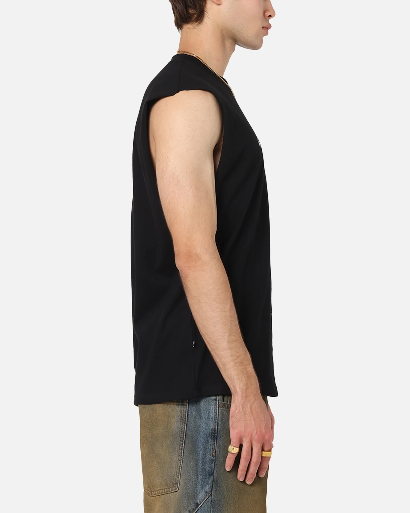 Saint Morta Studios Logo Oversized Muscle T-Shirt Black - Image 4