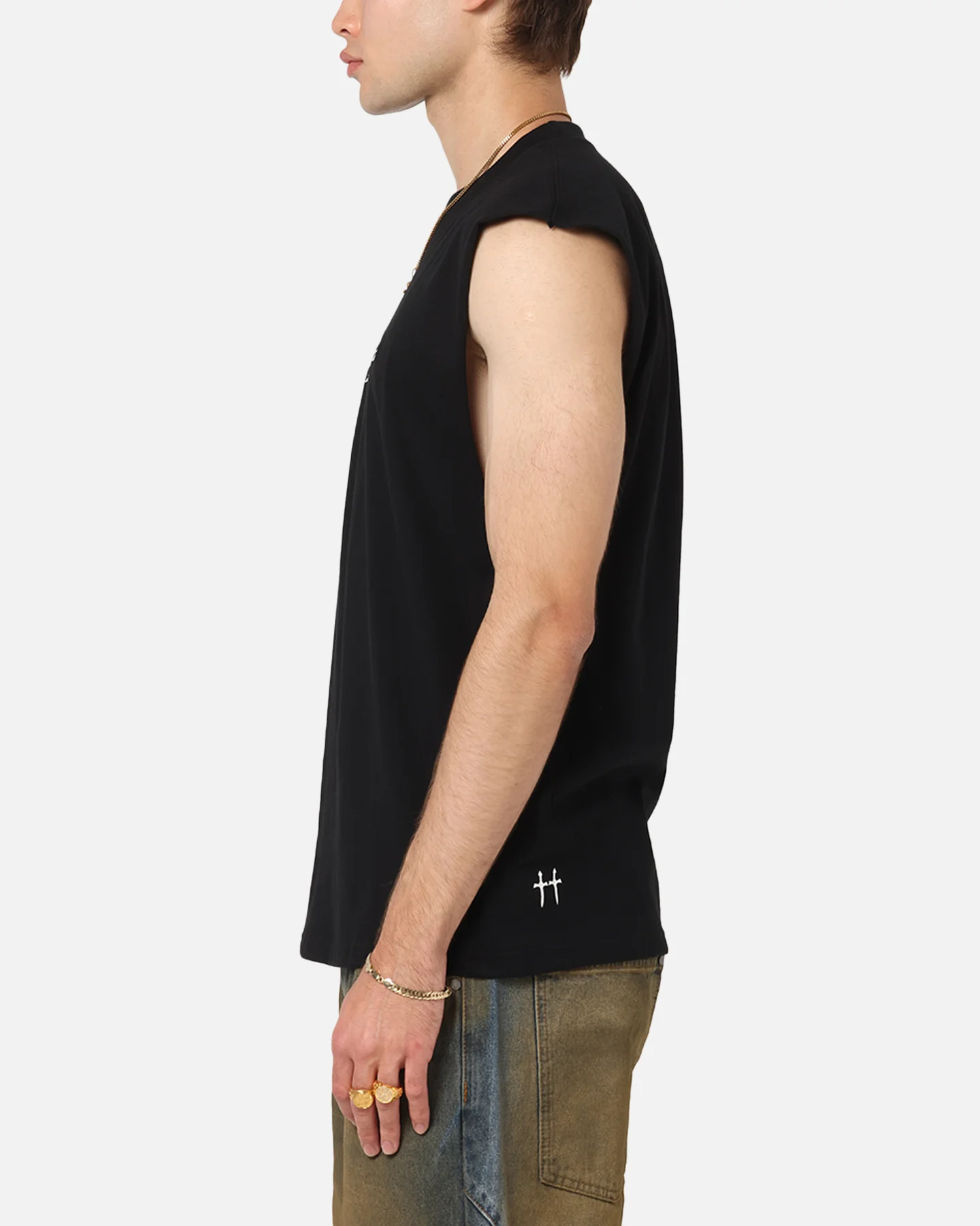 Saint Morta Studios Logo Oversized Muscle T-Shirt Black - Image 5