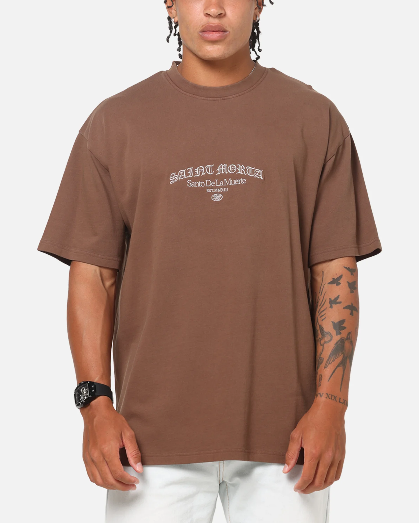 Saint Morta The Cross Boxy T-Shirt Washed Brown - Image 3