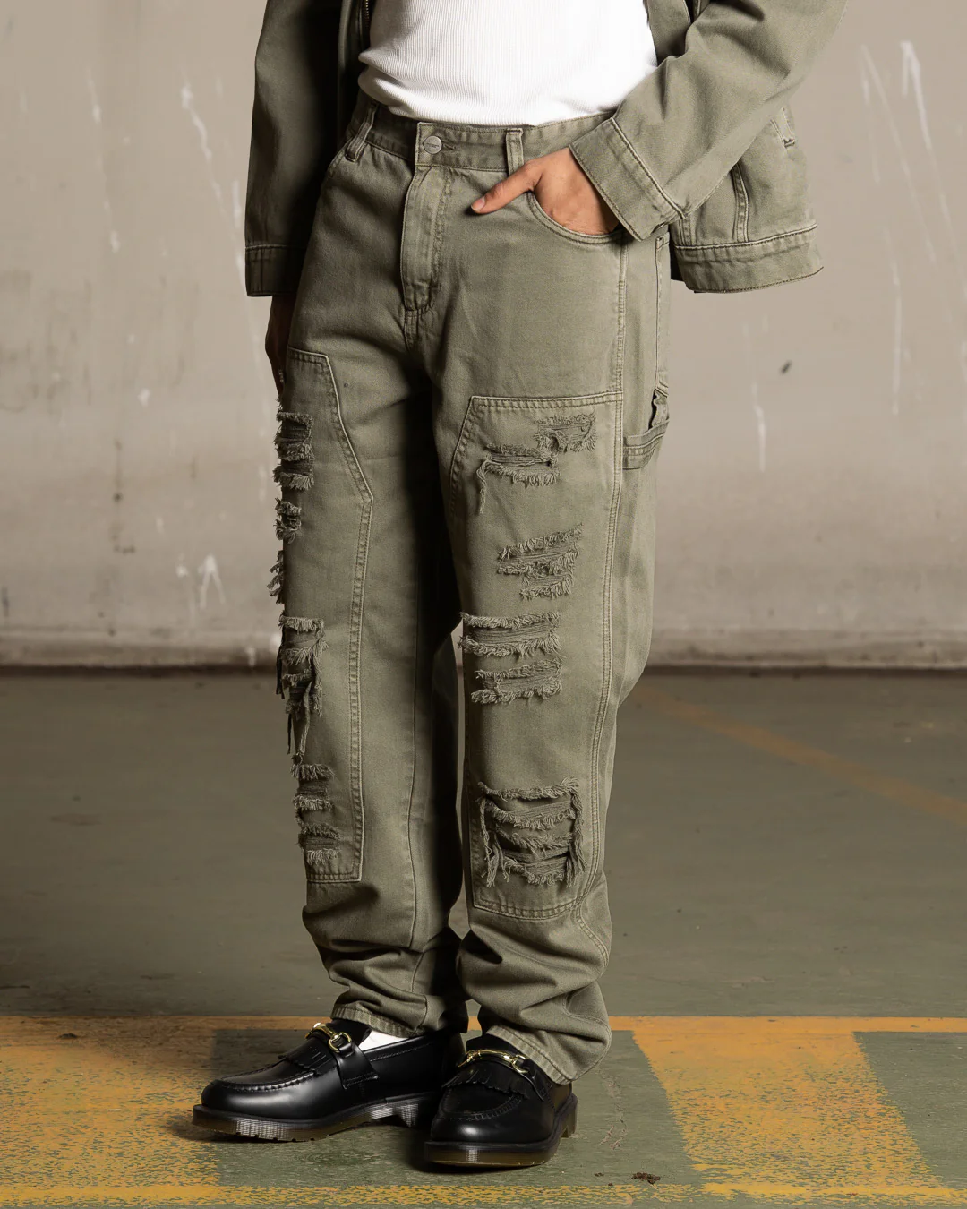 Saint Morta Titus Carpenter Jeans Kahki Green - Image 6