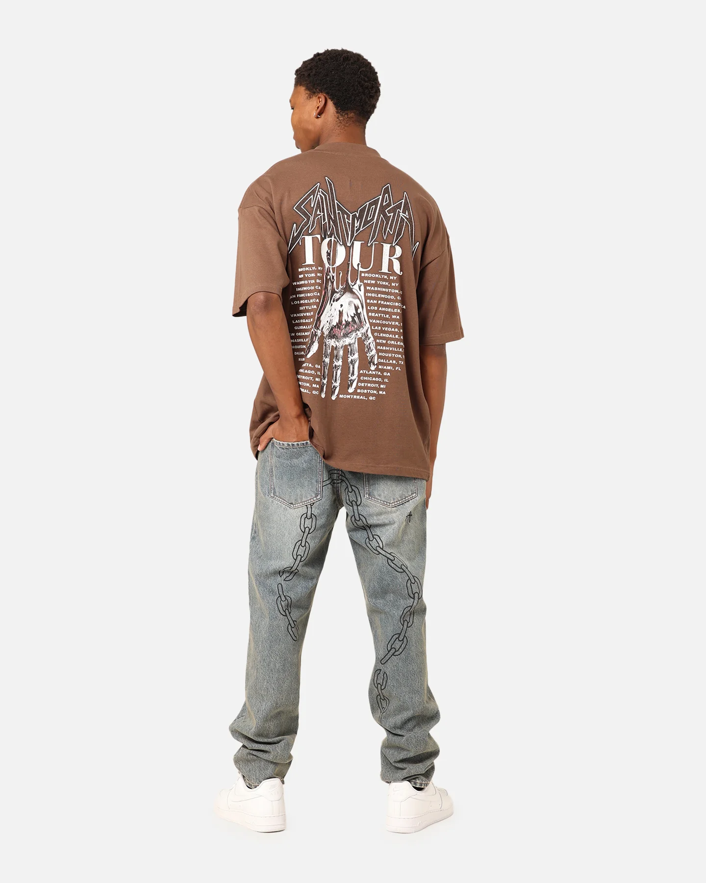 Saint Morta Tour Mock T-Shirt Brown - Image 3