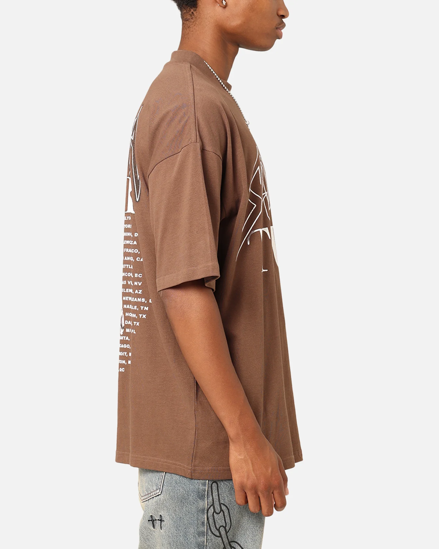 Saint Morta Tour Mock T-Shirt Brown - Image 5