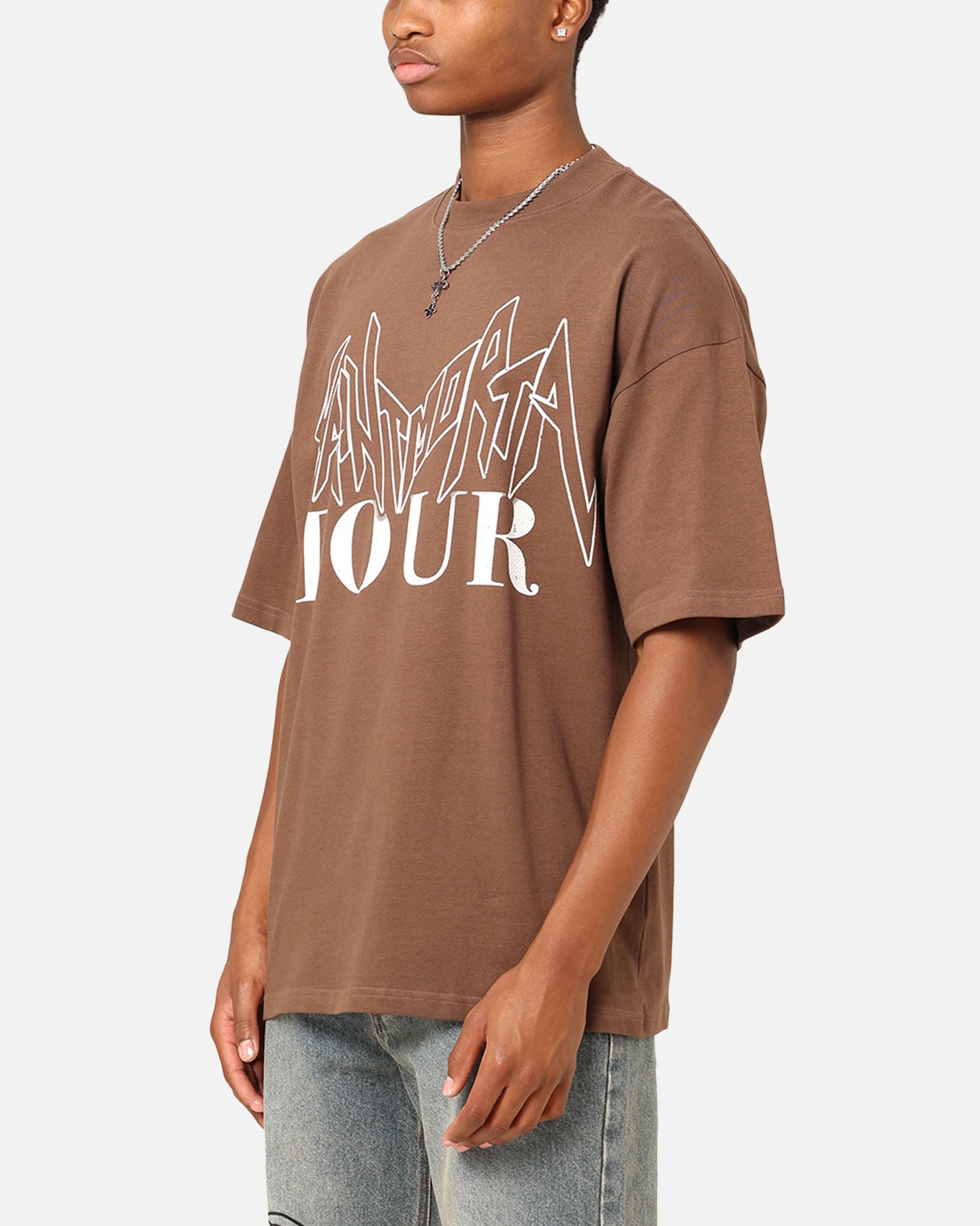 Saint Morta Tour Mock T-Shirt Brown - Image 6