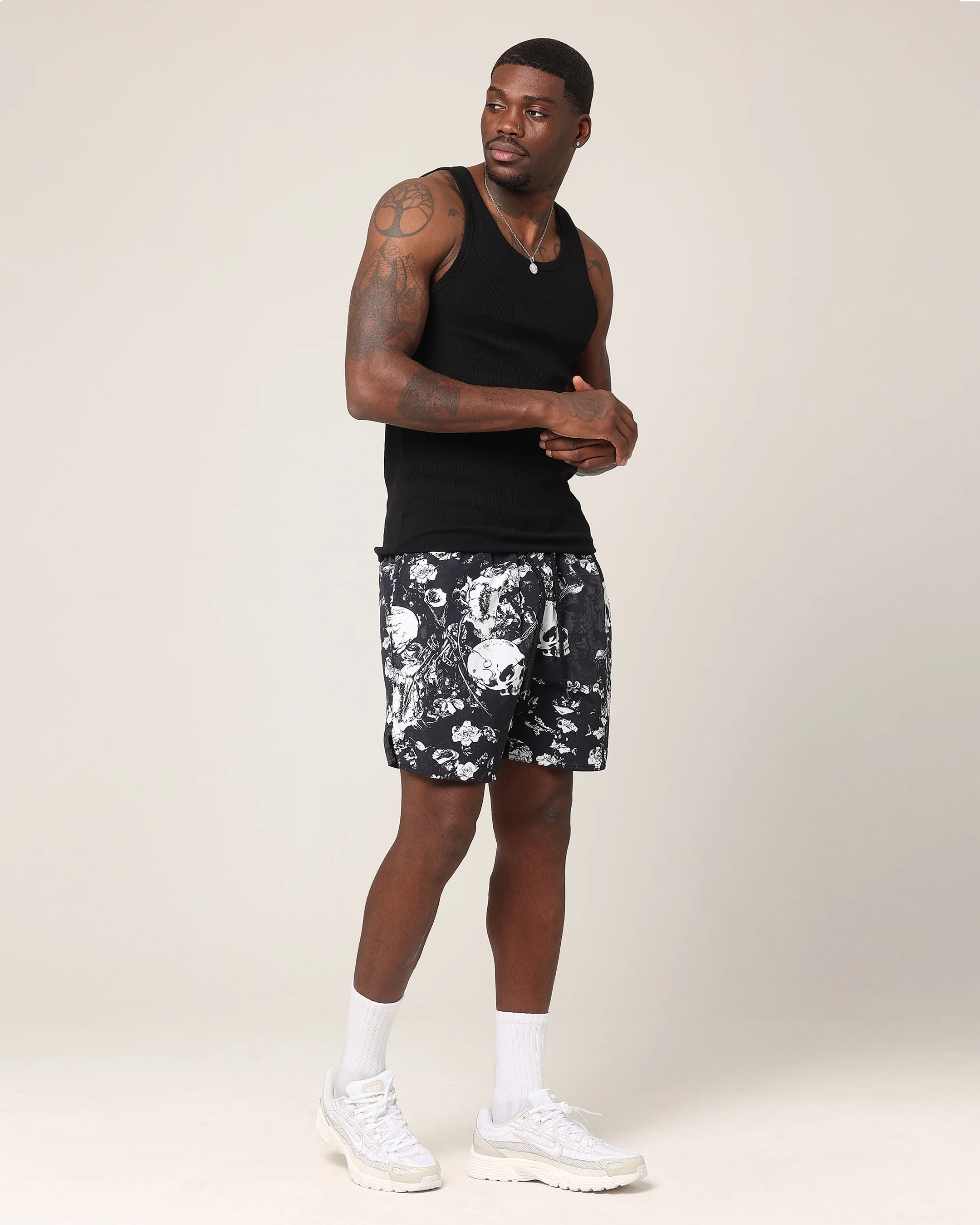 Saint Morta Undying Beach Shorts Black/White - Image 2