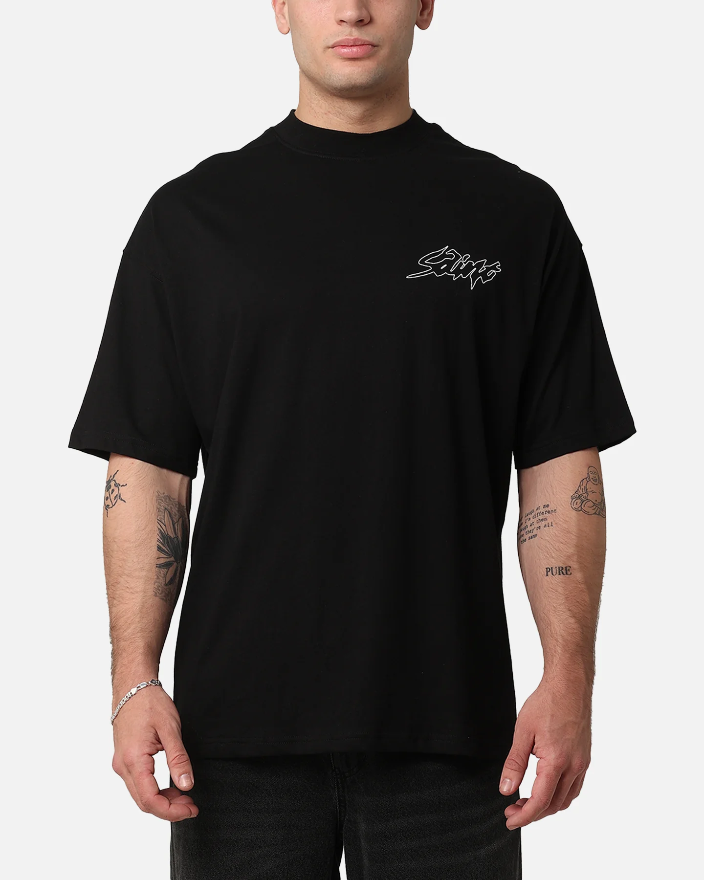 Saint Morta Veiled Mock Neck T-Shirt Black - Image 2