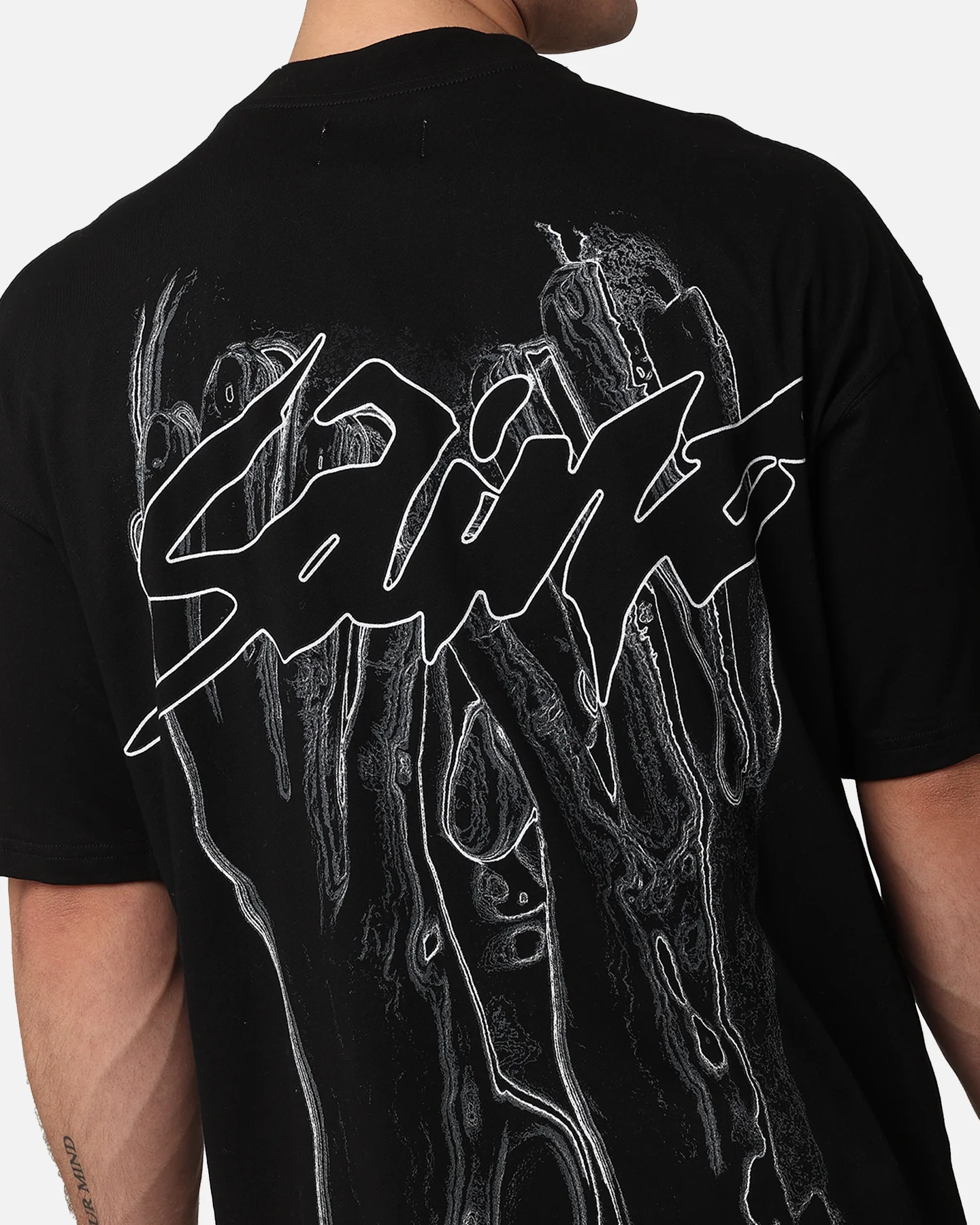 Saint Morta Veiled Mock Neck T-Shirt Black - Image 7