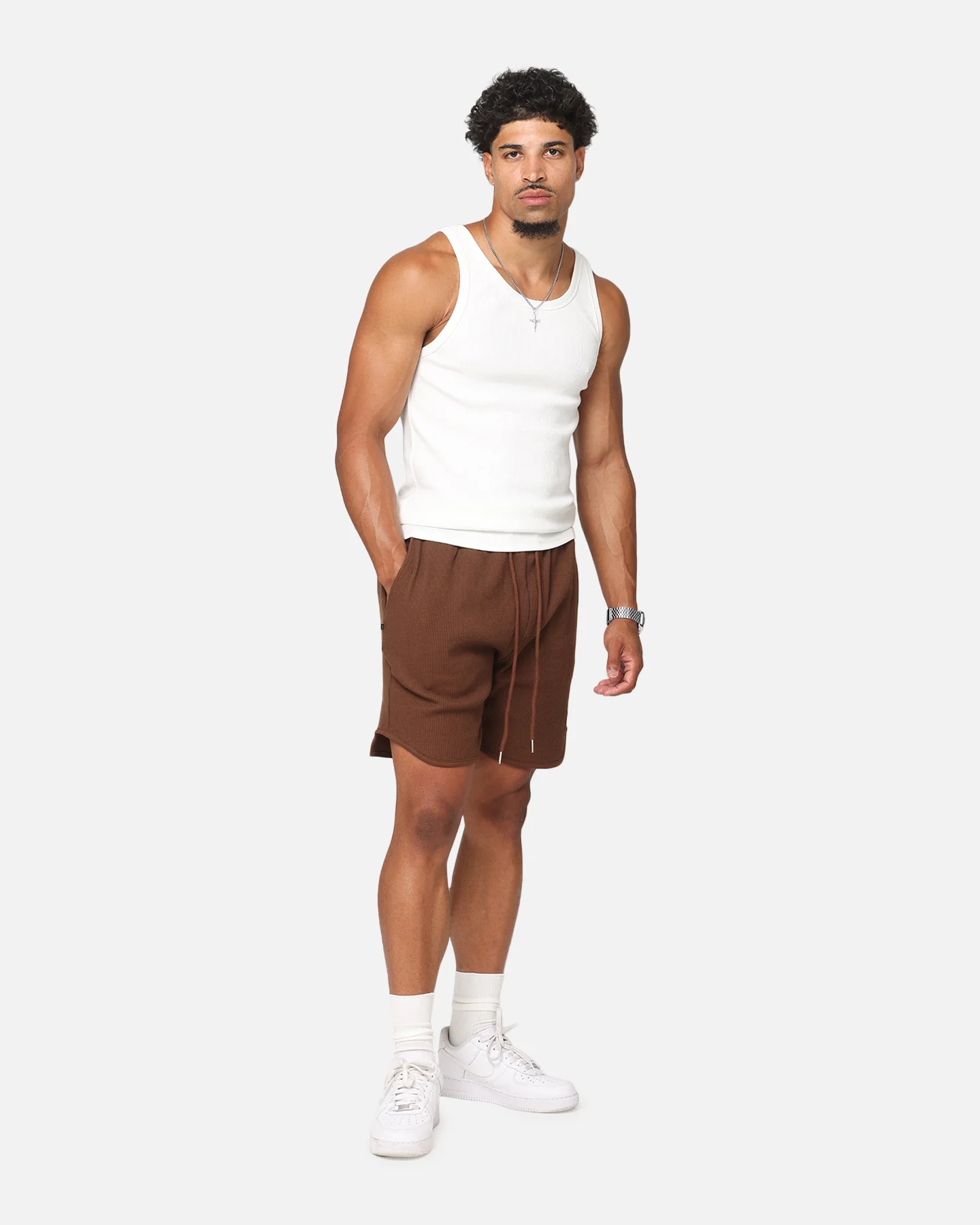 Saint Morta Waffle Shorts Brown - Image 2