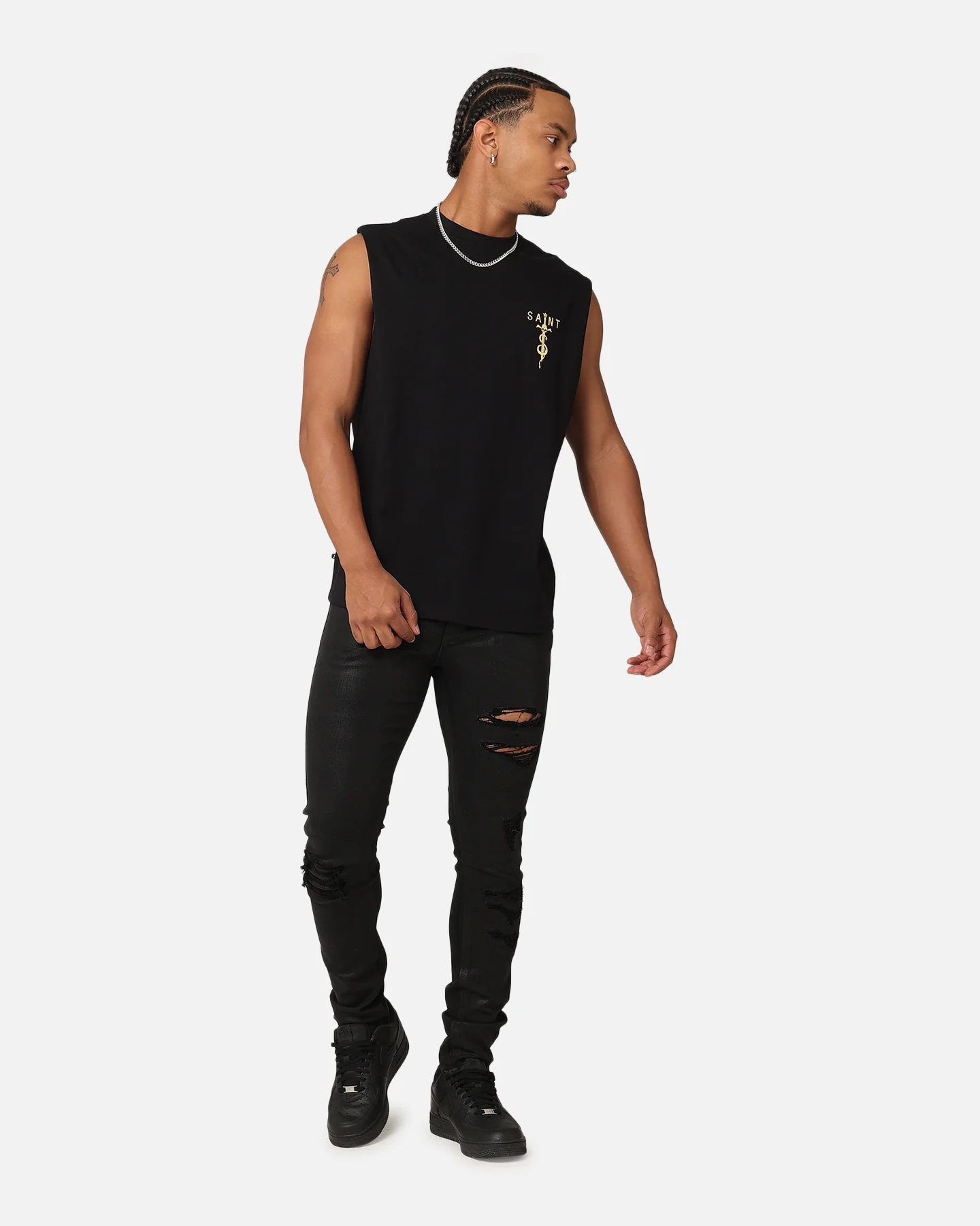 Saint Morta Wax Destroy Dynasty Jeans Black - Image 2