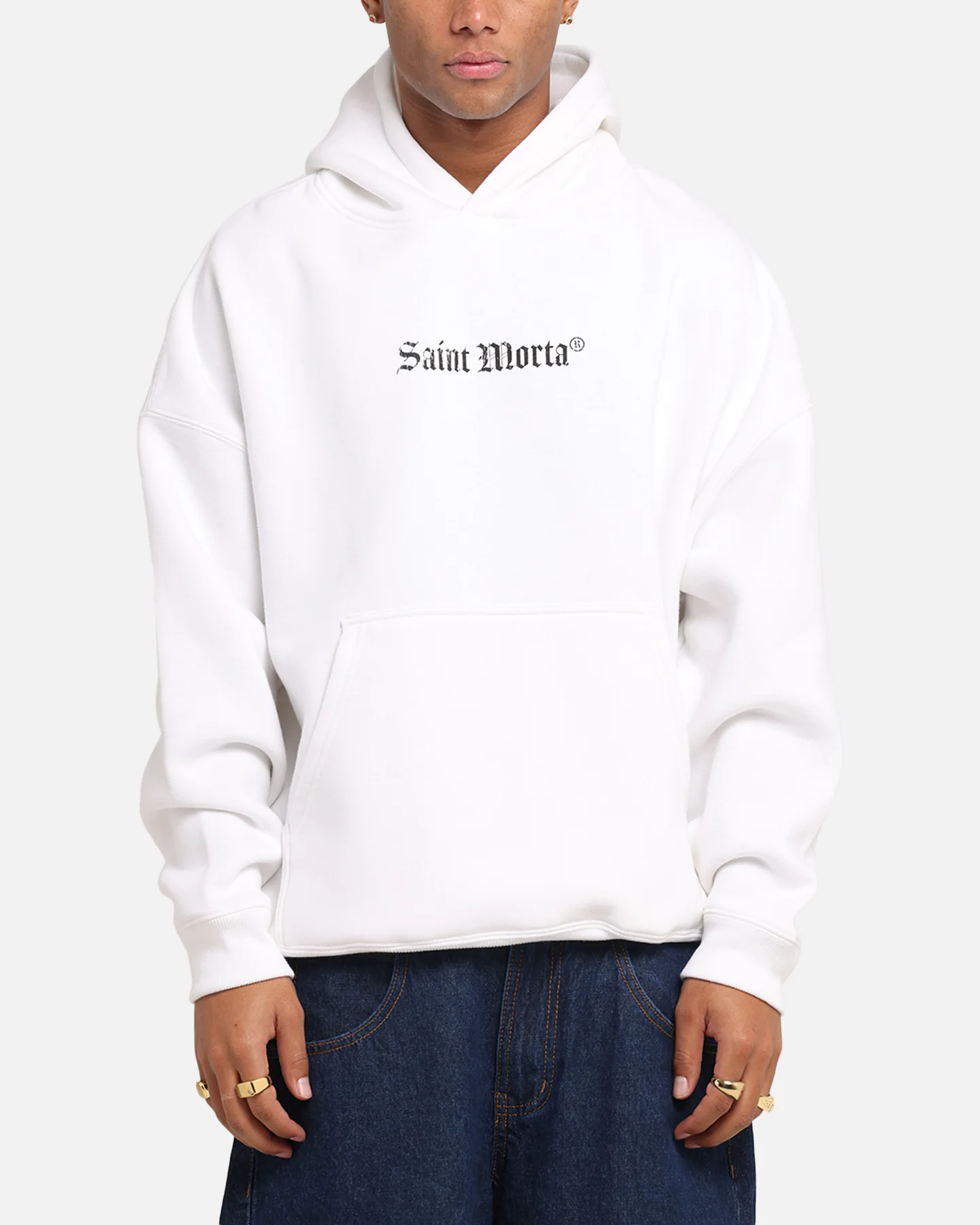 Saint Morta Weiry Hearts Boxy Hoodie White - Image 2