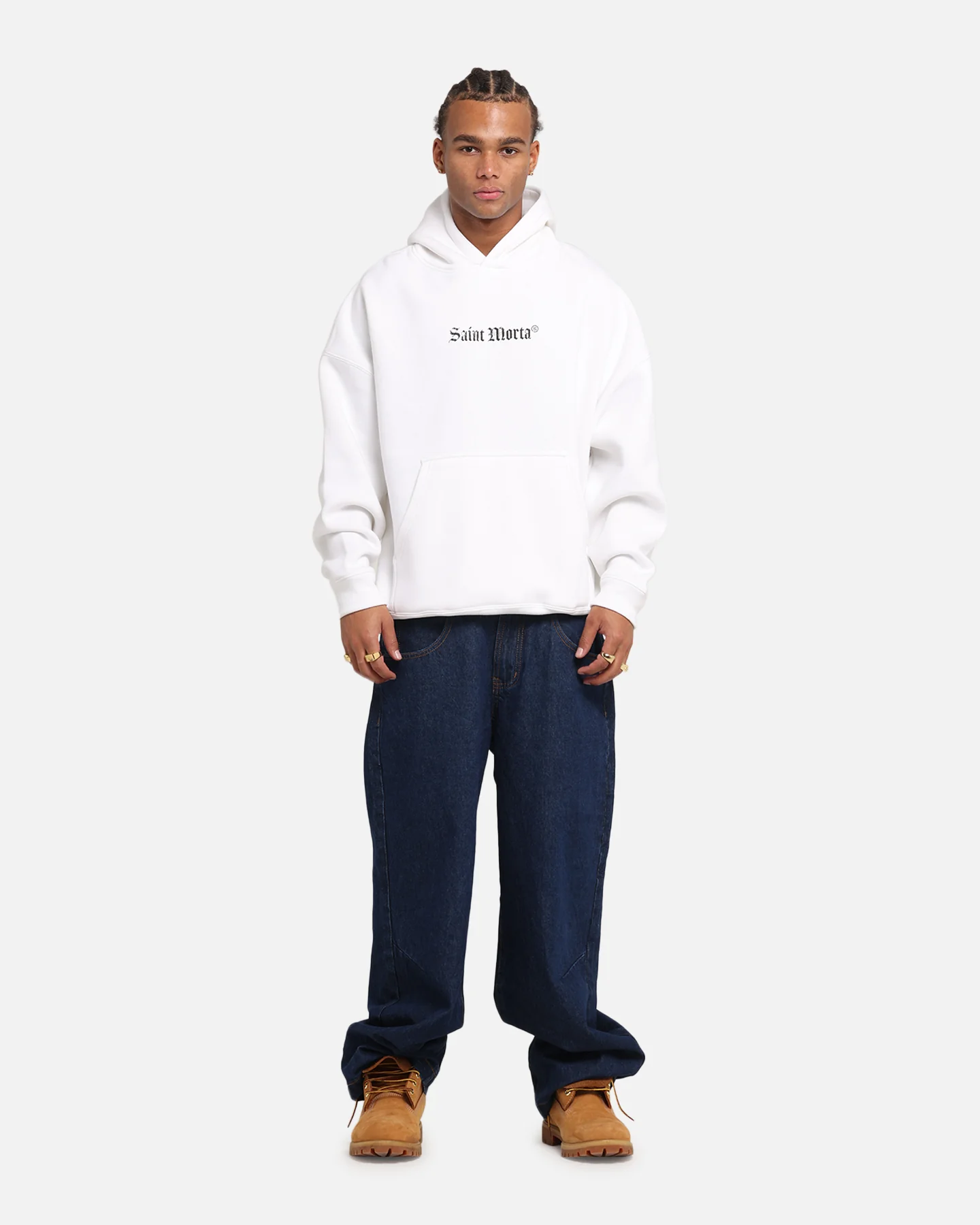 Saint Morta Weiry Hearts Boxy Hoodie White - Image 4