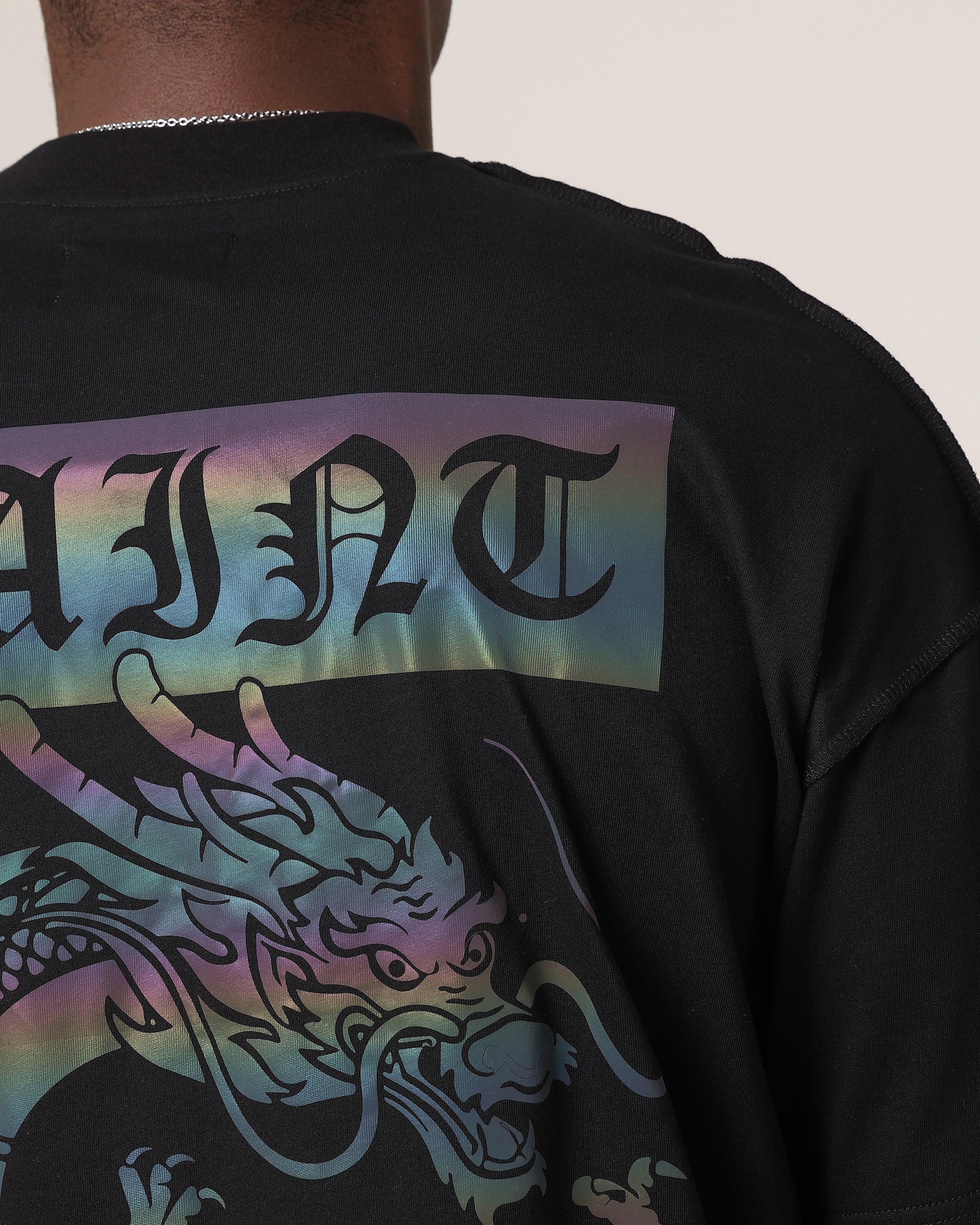 Saint Morta Year Of The Dragon Boxy T-Shirt Black/Iridescen - Image 8