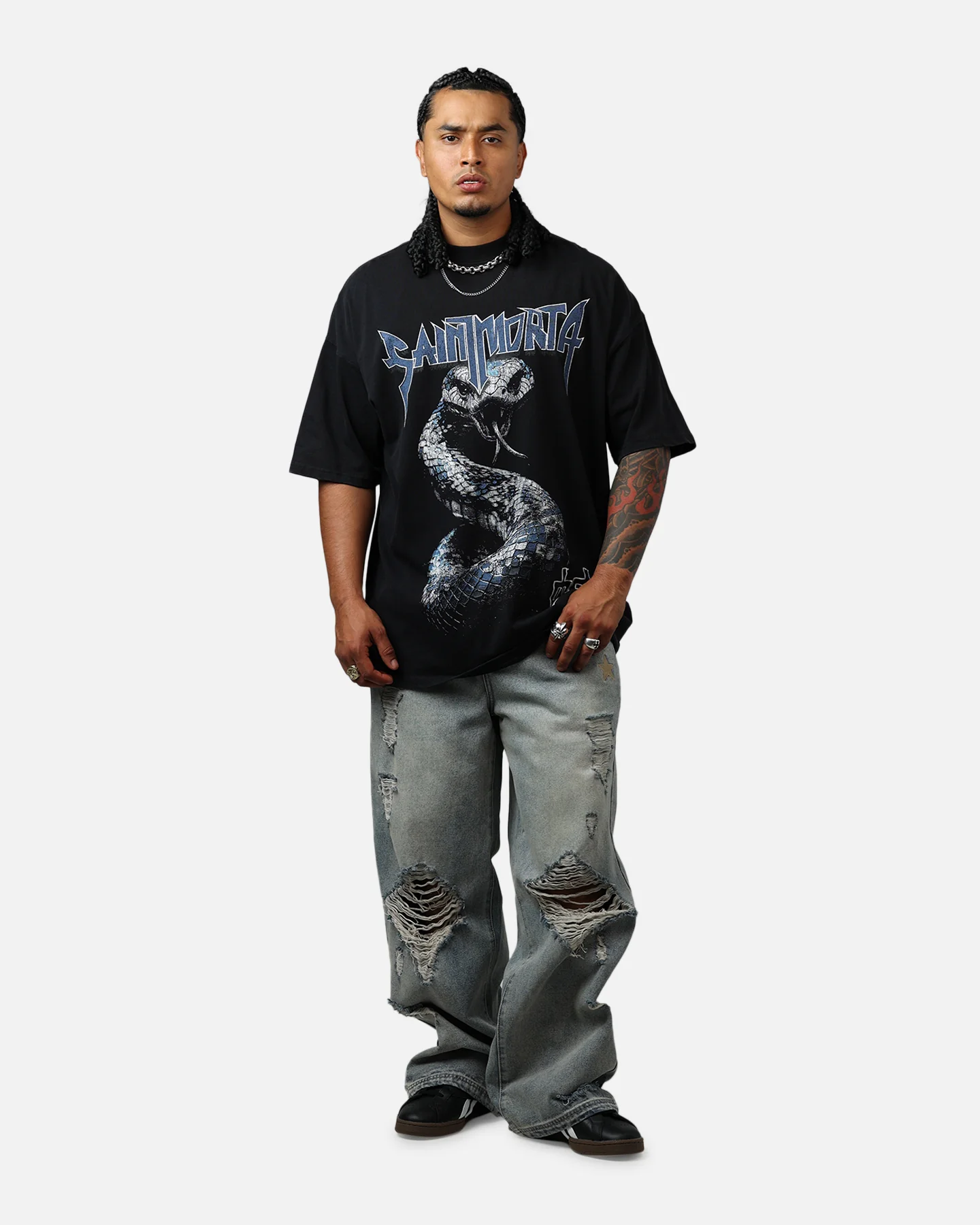Saint Morta Year Of The Snake Boxy T-Shirt Vintage Black - Image 3