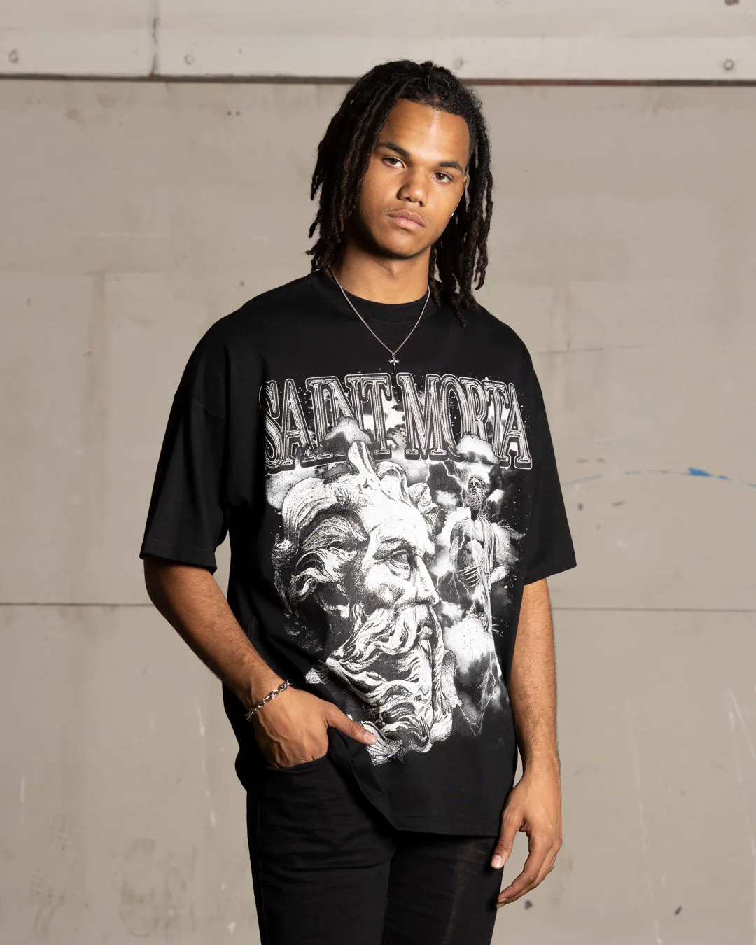 Saint Morta Zeus Boxy T-Shirt Black - Image 2