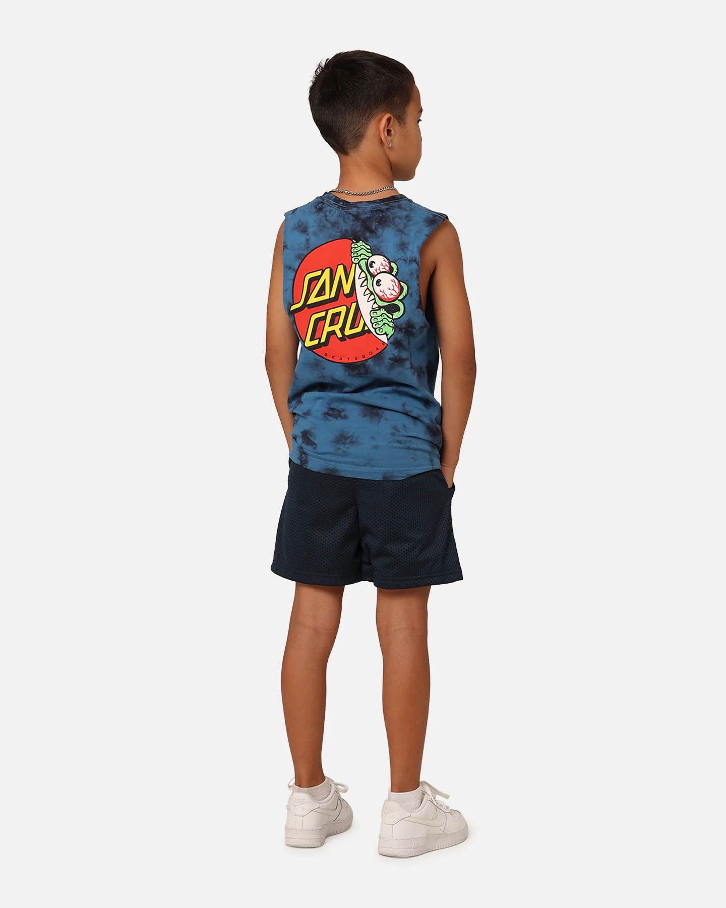 Santa Cruz Kids' Beware Dot Tie Dye Muscle T-Shirt Blue Tie Dye - Image 4