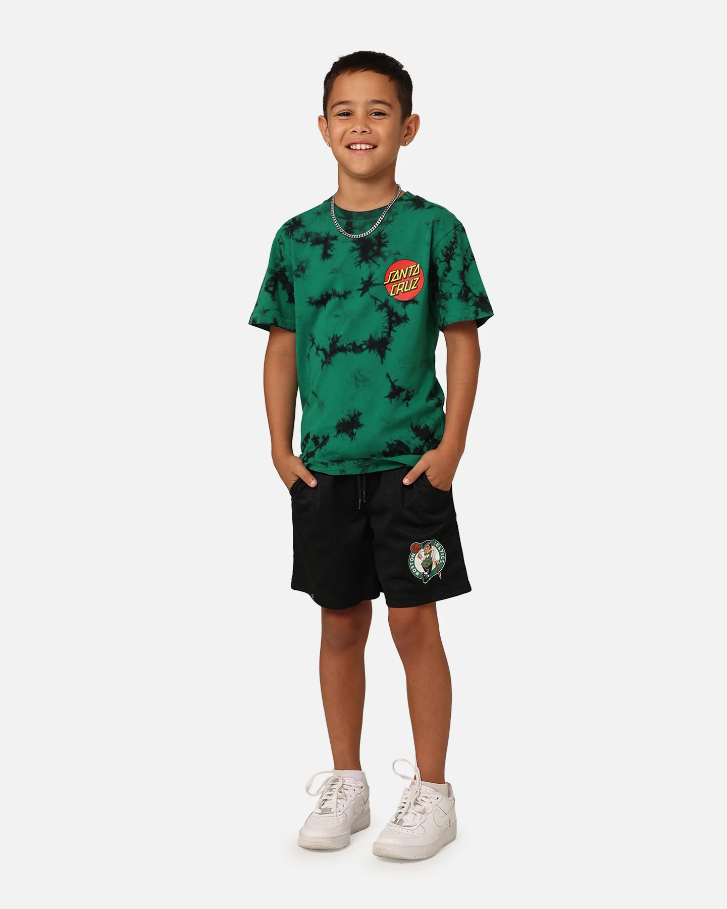 Santa Cruz Kids' Beware Dot Tie Dye T-Shirt Green Tie Dye - Image 3