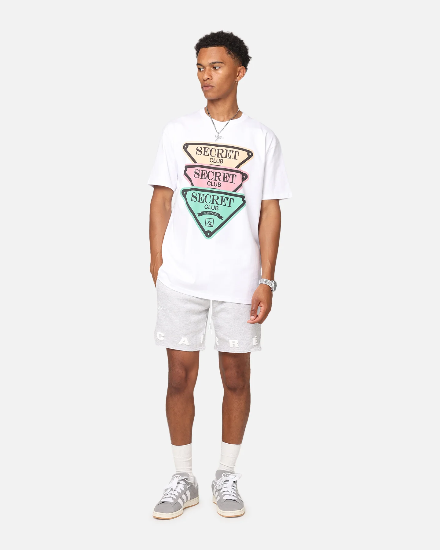 Secret Club Stacked Badge T-Shirt White - Image 2
