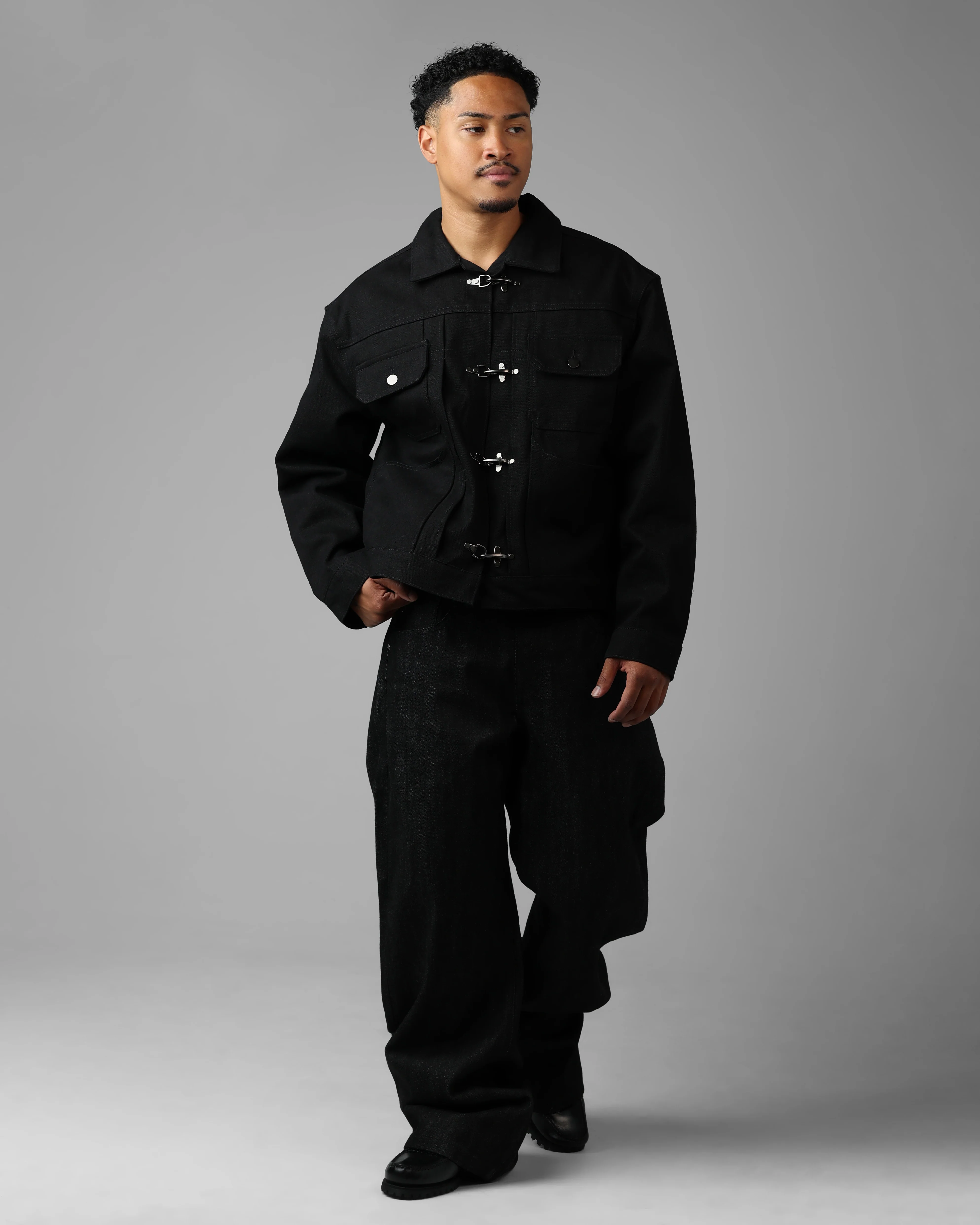 Loiter Selvedge Denim Boot Cut Jeans Black - Image 2