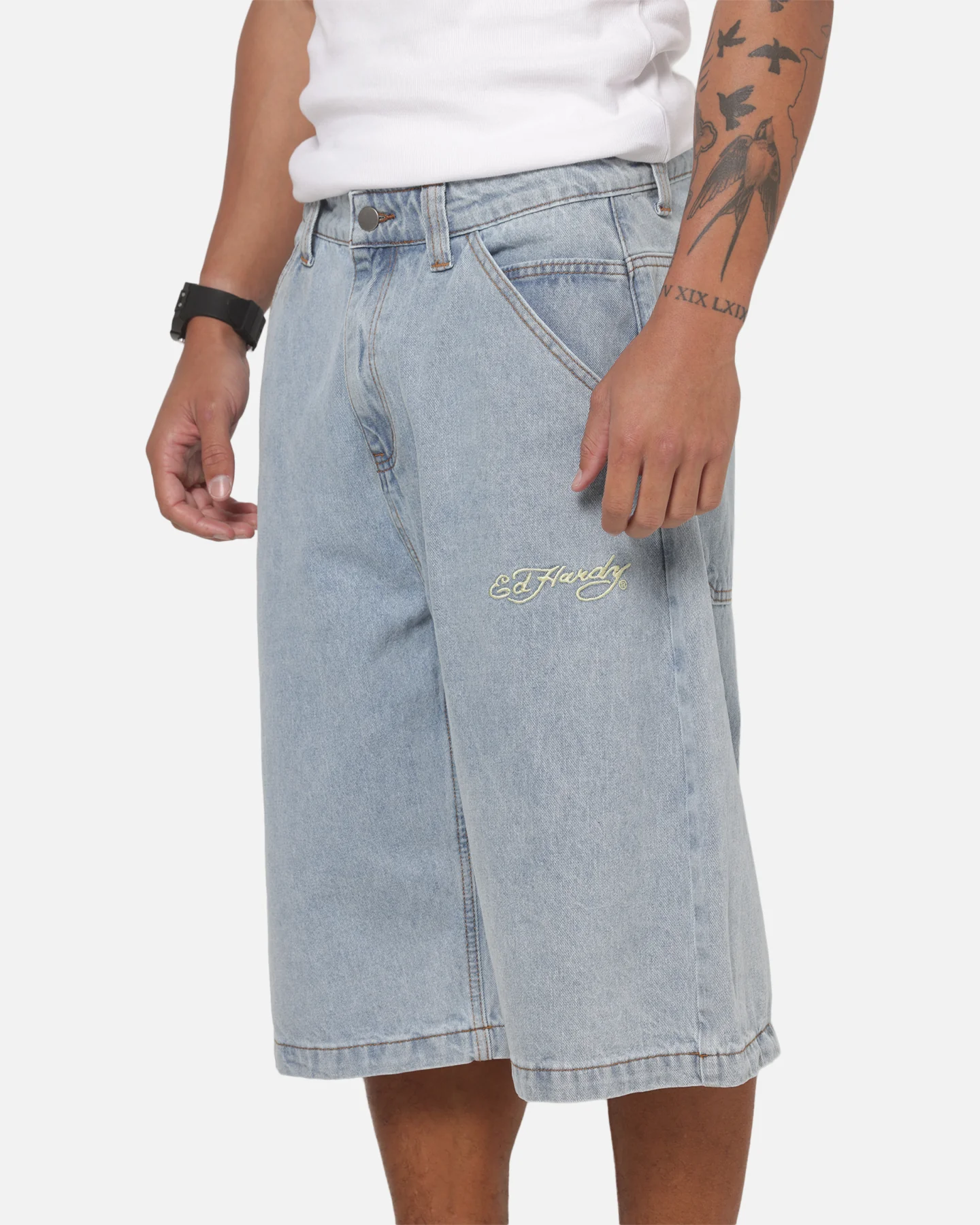 Ed Hardy Serpent Jorts Light Wash - Image 4