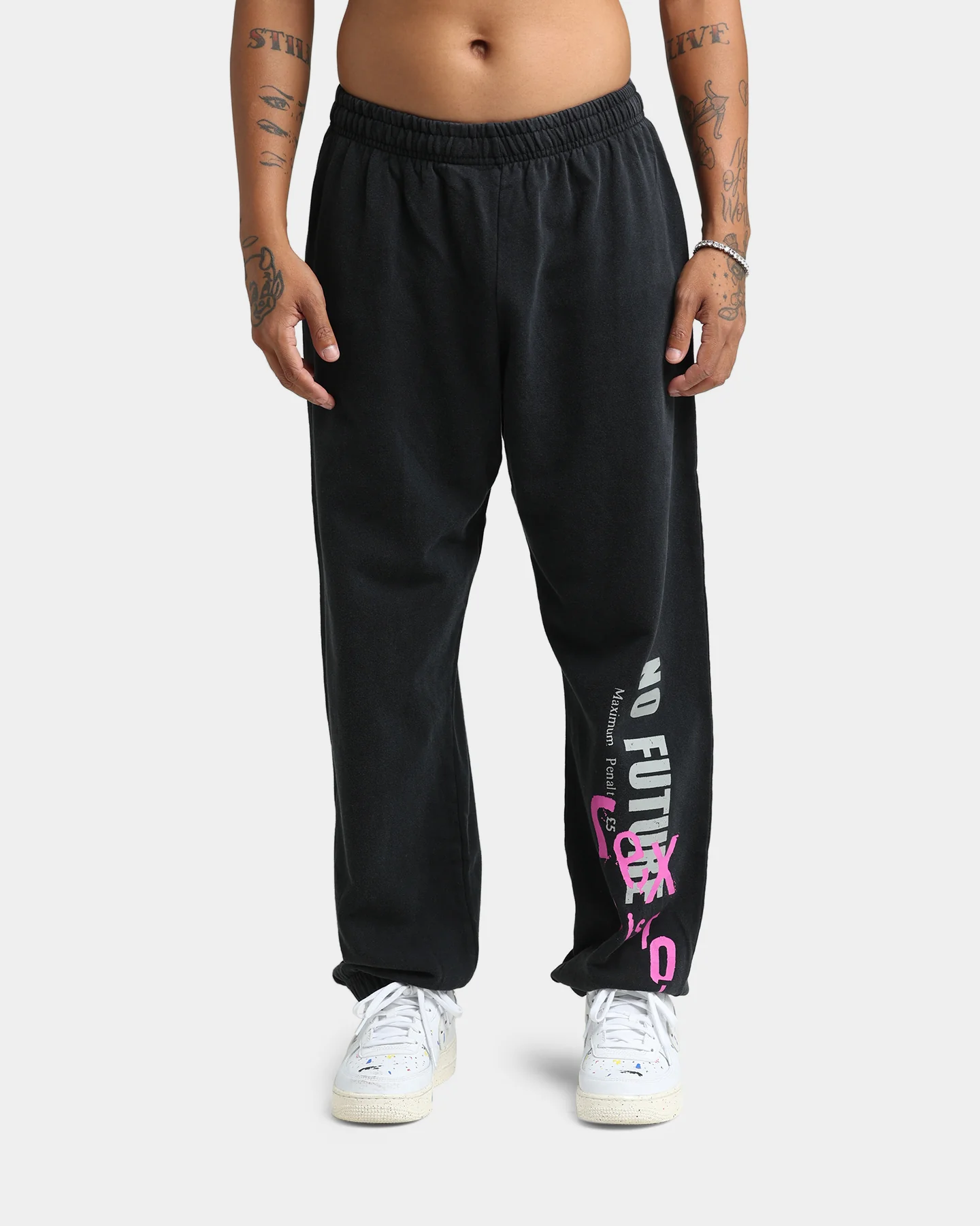 Sex Pistols No Future Track Pants Washed Black - Image 3