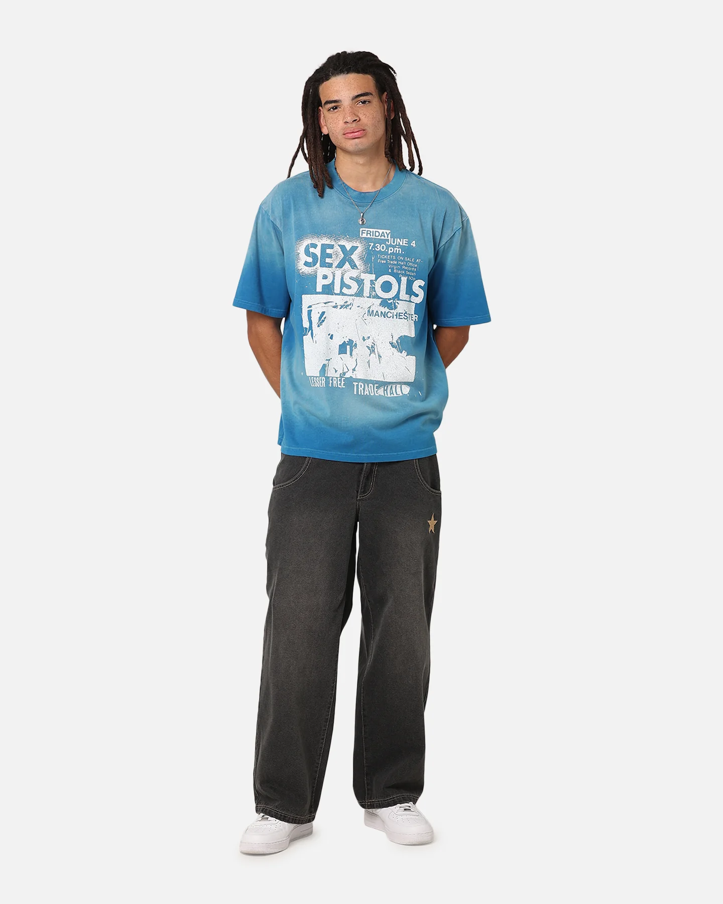 Sex Pistols Sun Fade T-Shirt Sun Washed Blue - Image 2