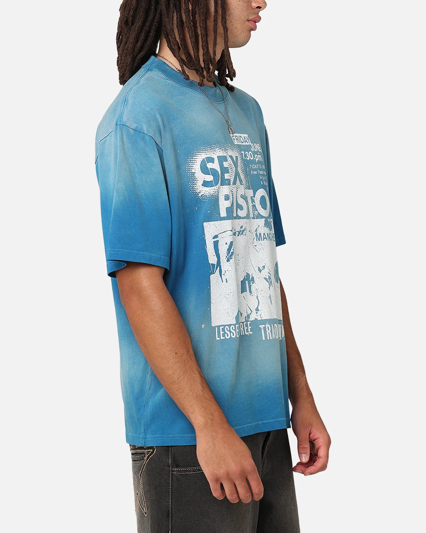 Sex Pistols Sun Fade T-Shirt Sun Washed Blue - Image 4